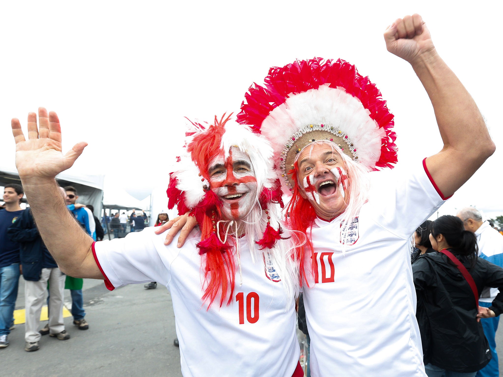 Fans of England arrive at Arena de Sao Paulo to watch the match between Uruguay and England for the 2014 FIFA World Cup on June 19, 2014 in Sao Paulo, Brazil.
