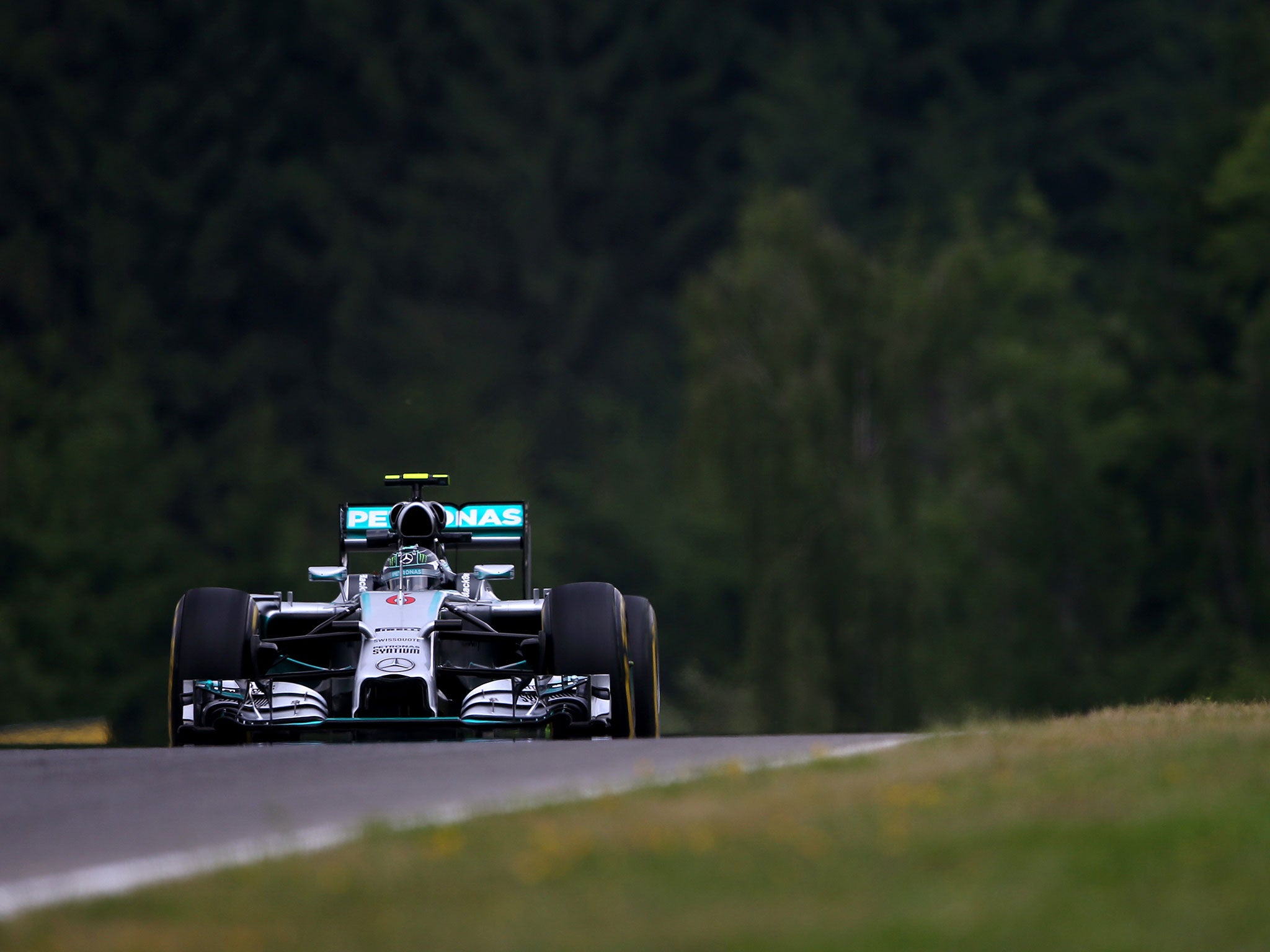 Nico Rosberg of Germany and Mercedes GP drives during practice ahead of the Austrian Formula One Grand Prix at Red Bull Ring on June 20, 2014 in Spielberg