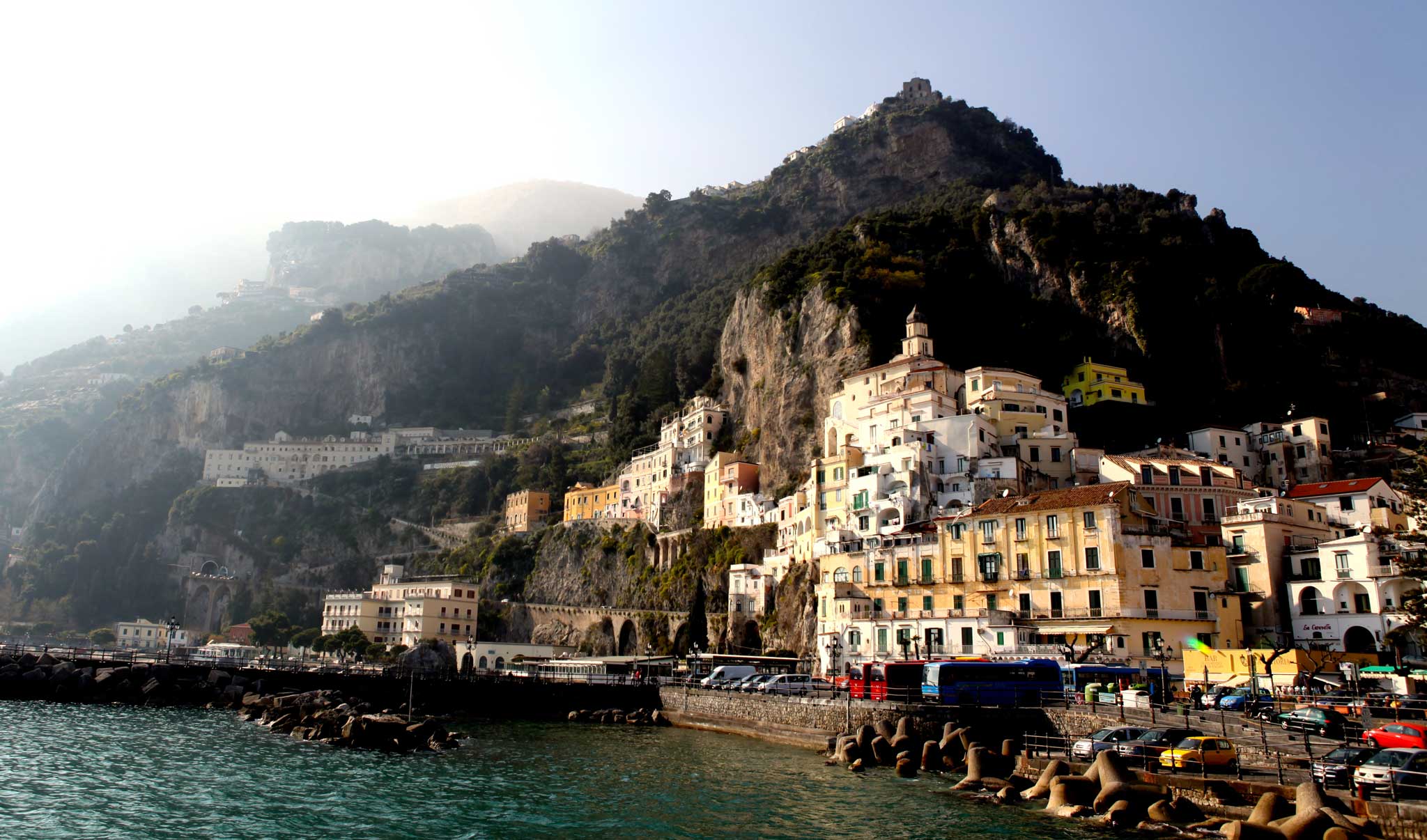 The team drove 70km – past the foot of Vesuvius and the ruins of Pompeii through twisting mountain roads – to the Amalfi coast