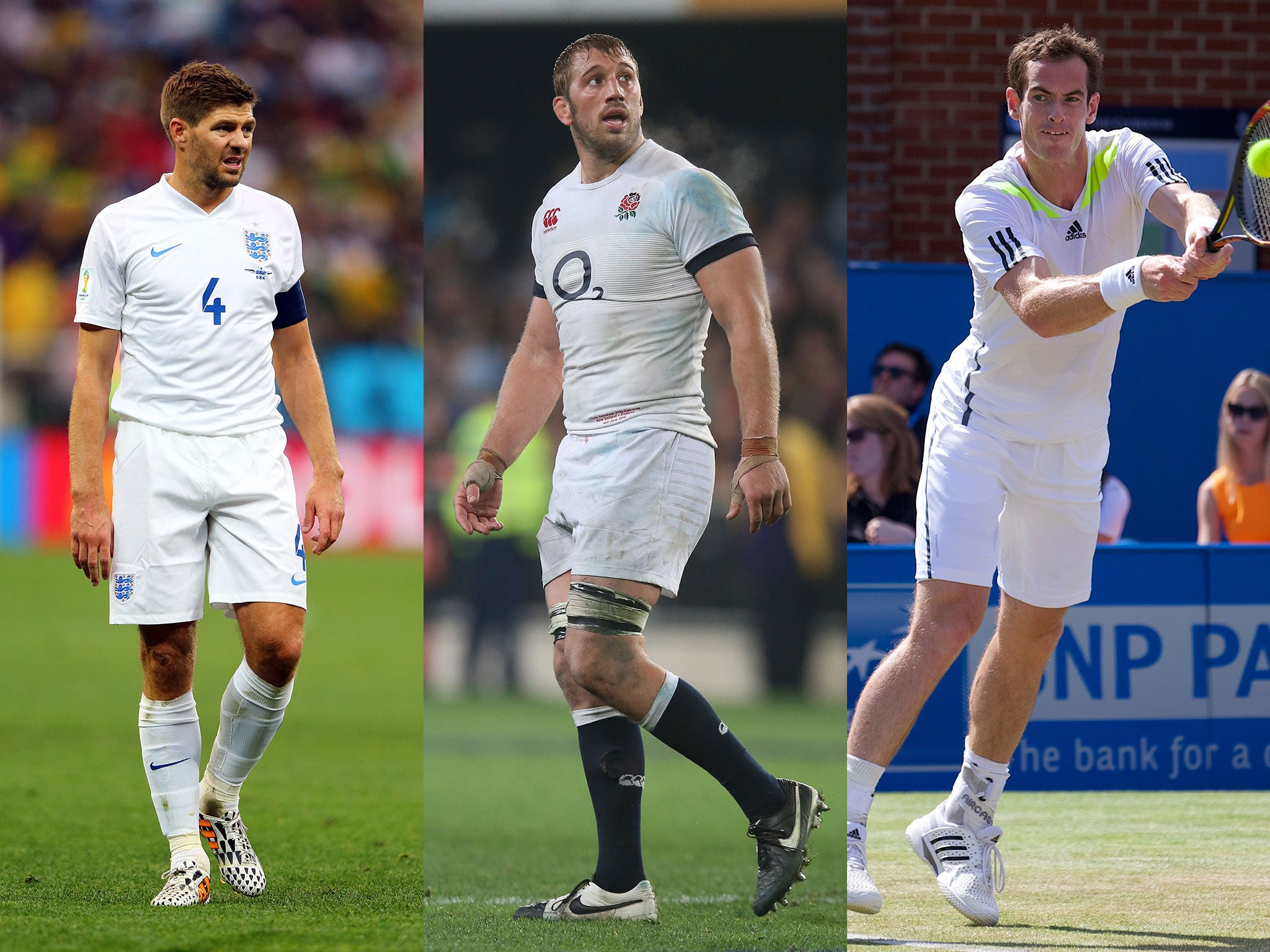 Steven Gerrard, Chris Robshaw and Andy Murray