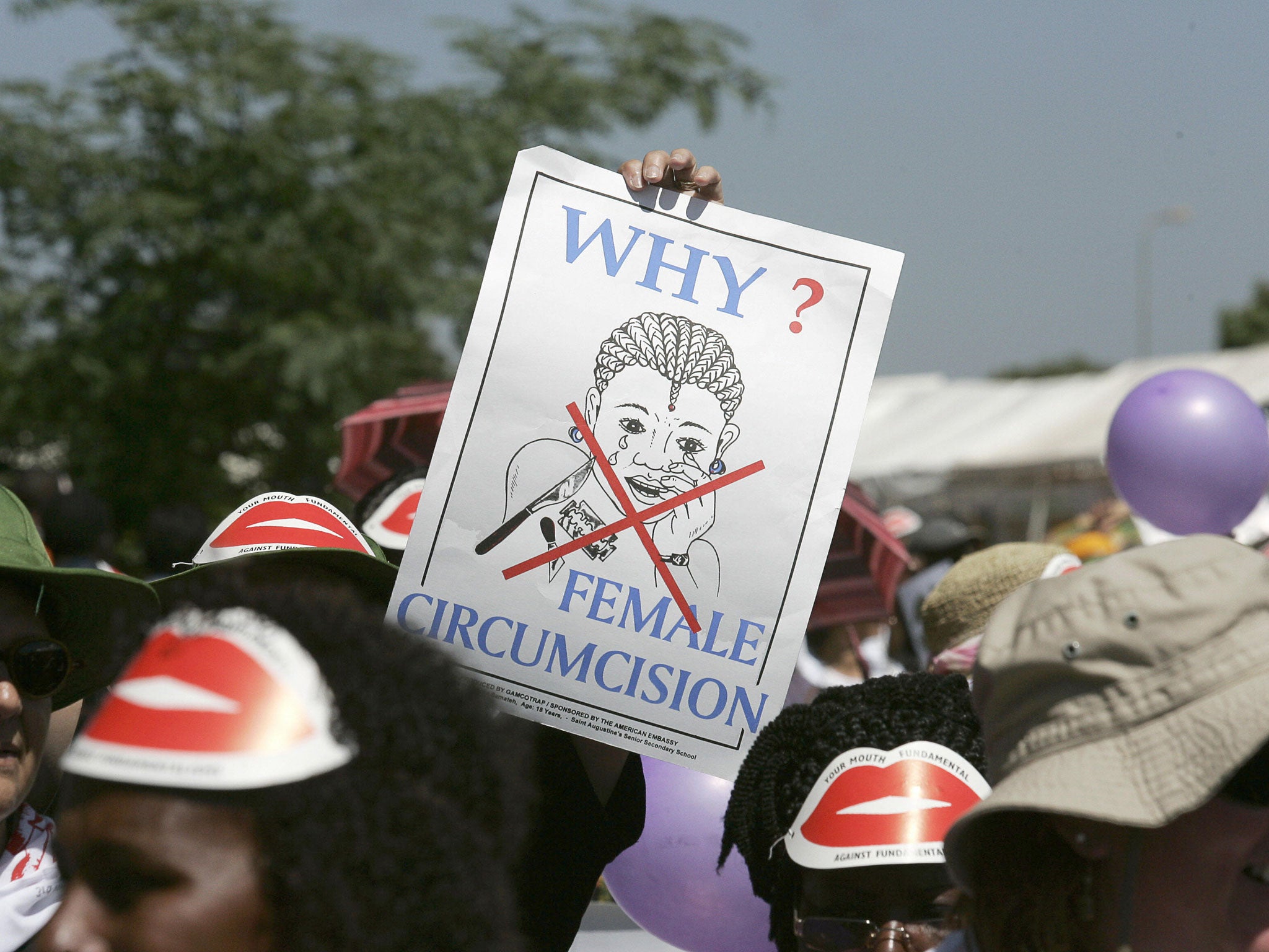 Members of African Gay and Lesbian communities demonstrate against female genital mutilation, 23 January 2007 at the Nairobi World Social Forum venue in Kasarani, Nairobi. Some 46,000 participants are attending the seventh edition of the World Social Forum taking place this week in Kenya, organisers said Monday as hundreds of youths protested registration charges. Organisers had hoped to attract about 160,000 anti-globalisation activists, but about one third of that figure turned up for the conference that kicked off in Nairobi at the weekend and set to conclude on Thursday.