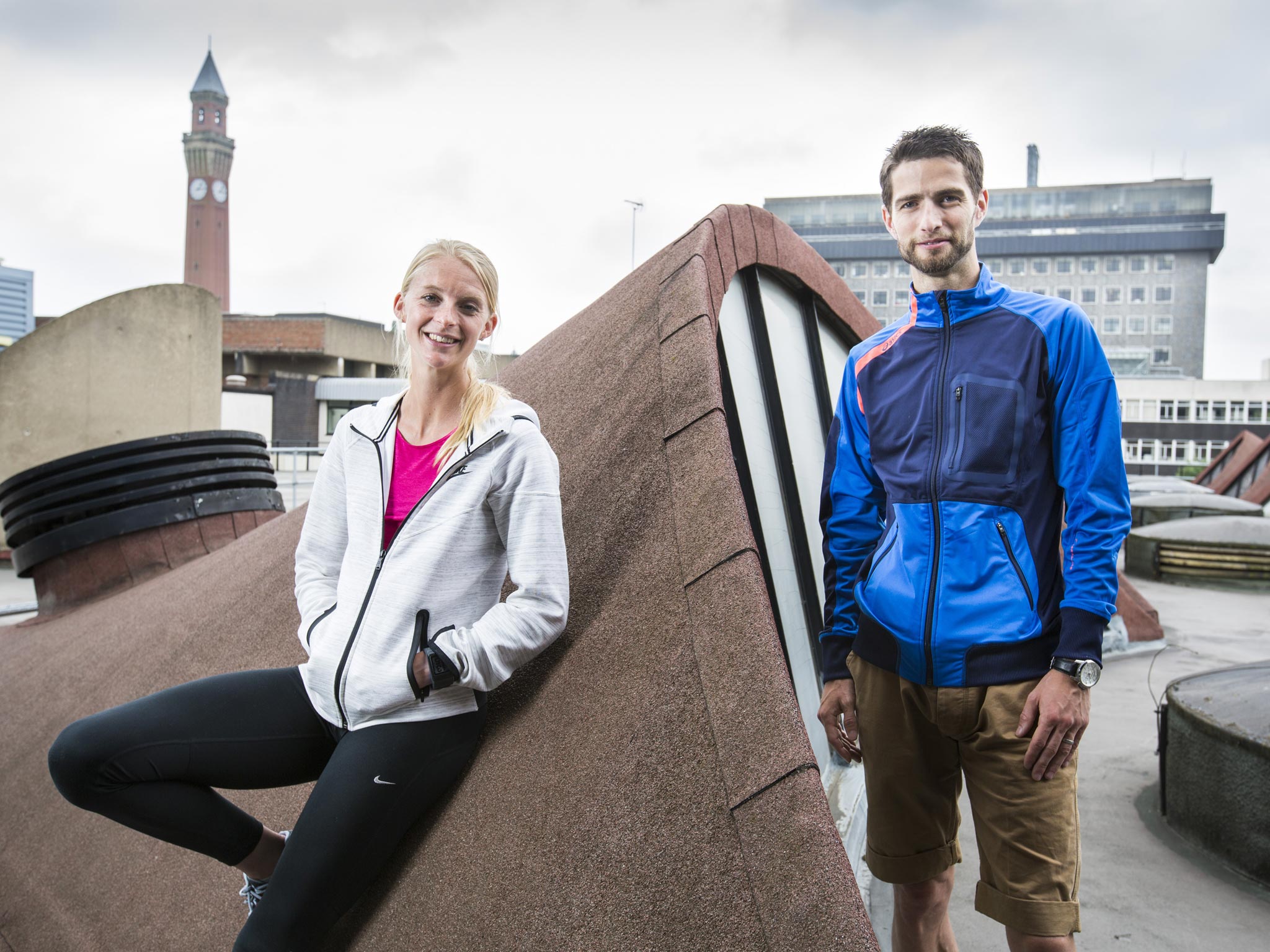 Hannah England and Luke Gunn at the sports centre of their Birmingham University base, where they met