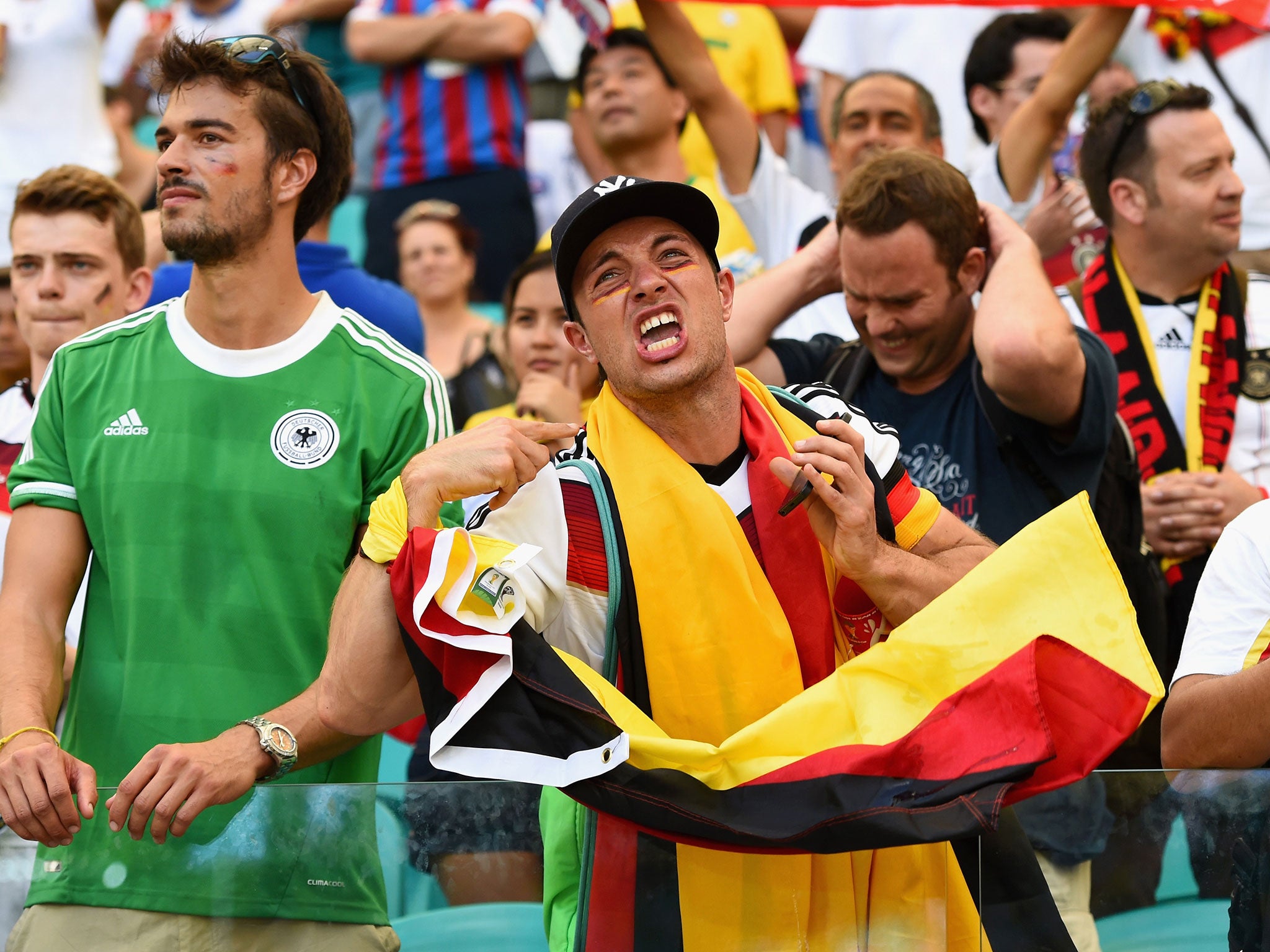 Germany fans celebrate the 4-0 victory over Portugal