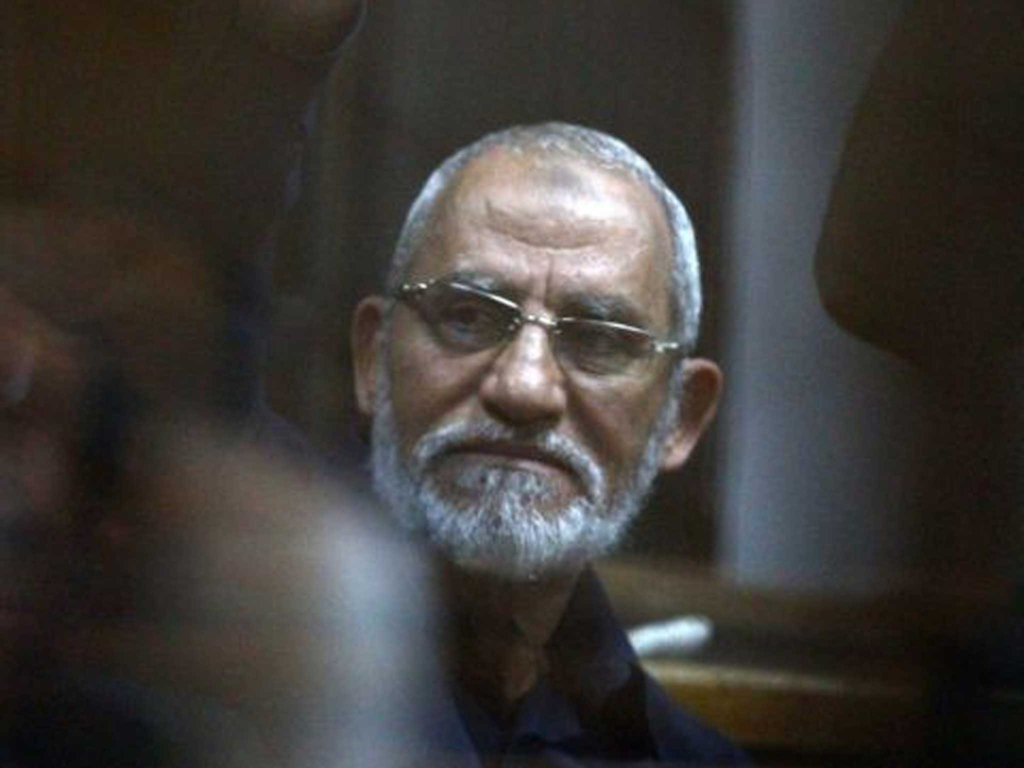 Mohammed Badie during his trial in Cairo