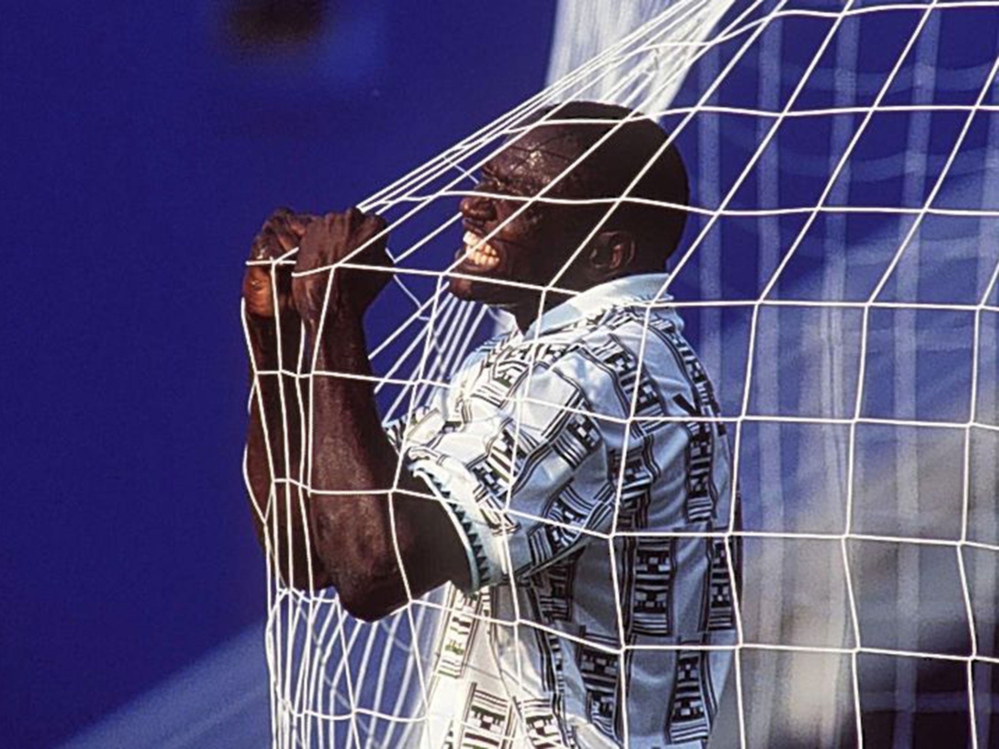 Rashidi Yekini scores Nigeria’s first World Cup goal in 1994 but his life ended horribly