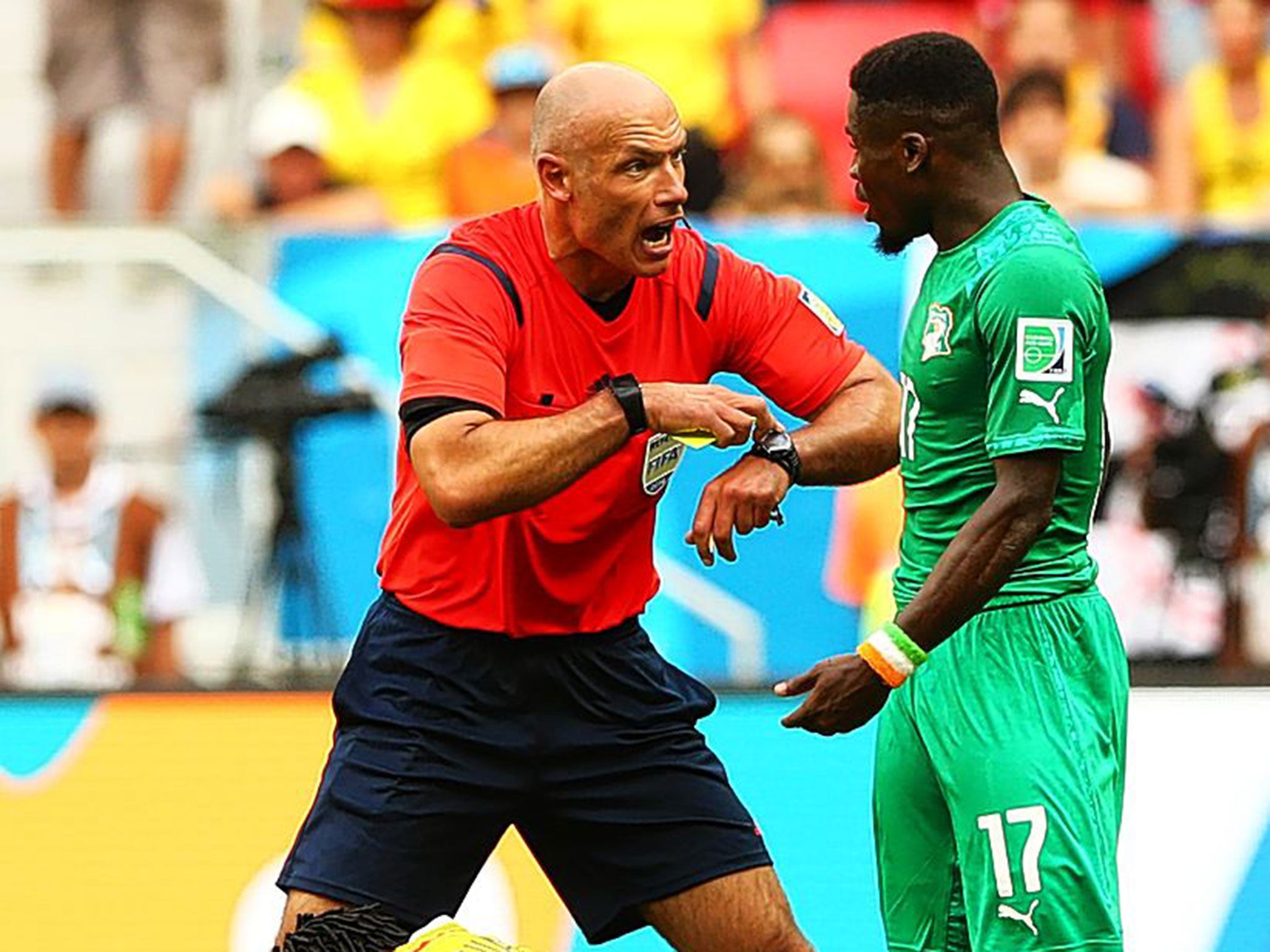 Howard Webb in action during the recent World Cup in Brazil