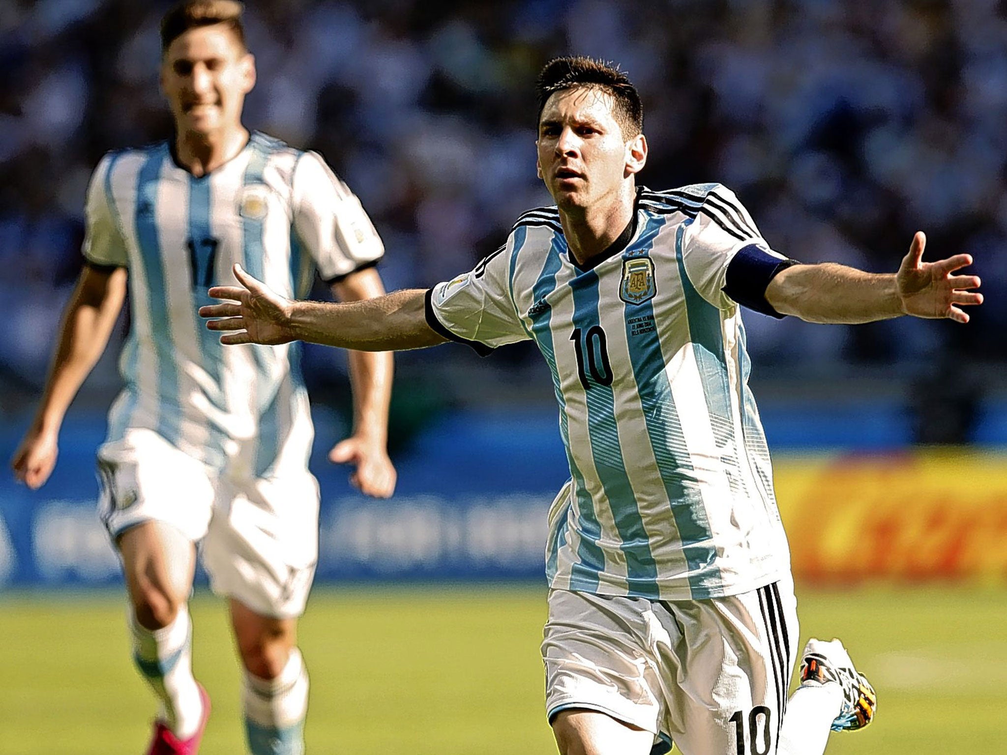 Happy ending: Lionel Messi is jubilant and relieved as he scores the goal in Belo Horizonte yesterday that put Argentina into the knockout stages