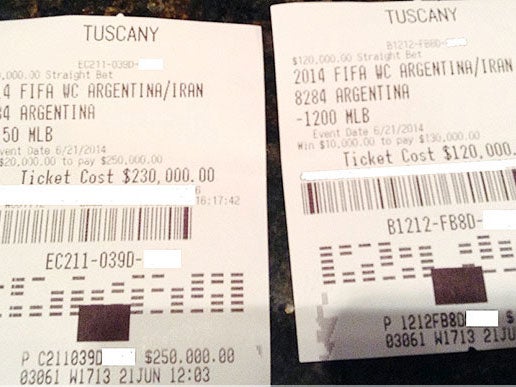 A high roller staked $350,000 on an Argentina win, netting just $30,000 profit