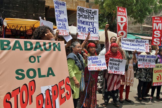 Women in India protest against rape and other attacks on women and girls in the country.