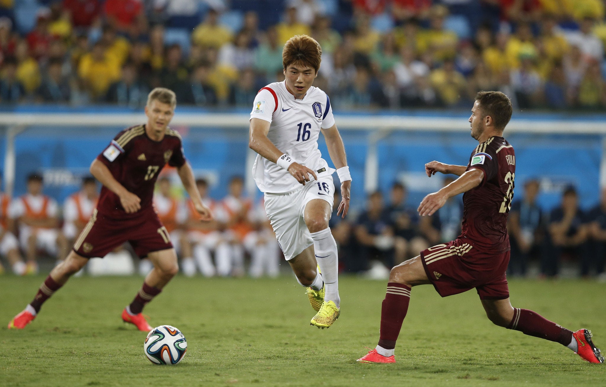 South Korea's Ki Sung-Yeung in action against Russia