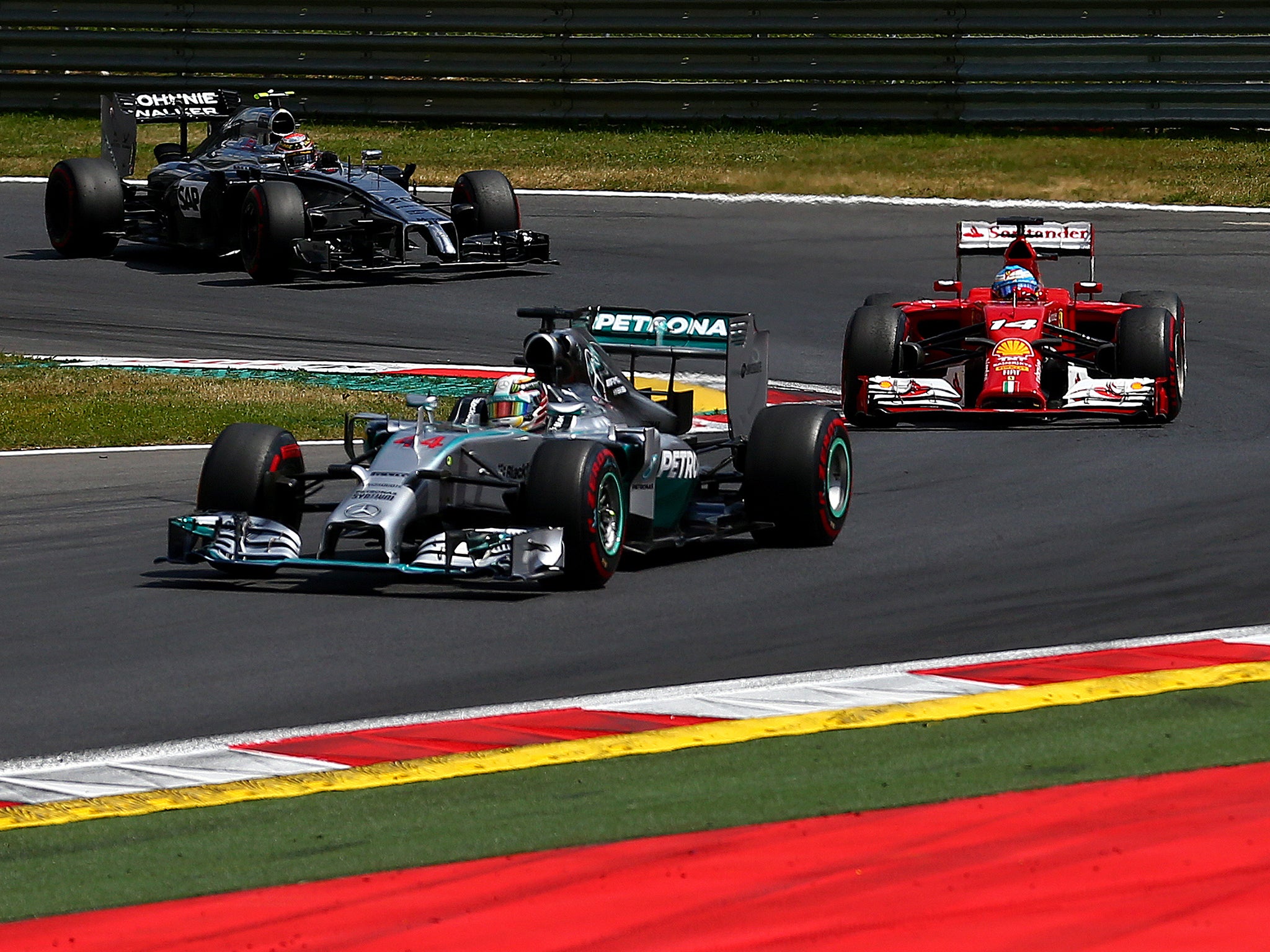 Lewis Hamilton of Great Britain and Mercedes GP drives during the Austrian Formula One Grand Prix