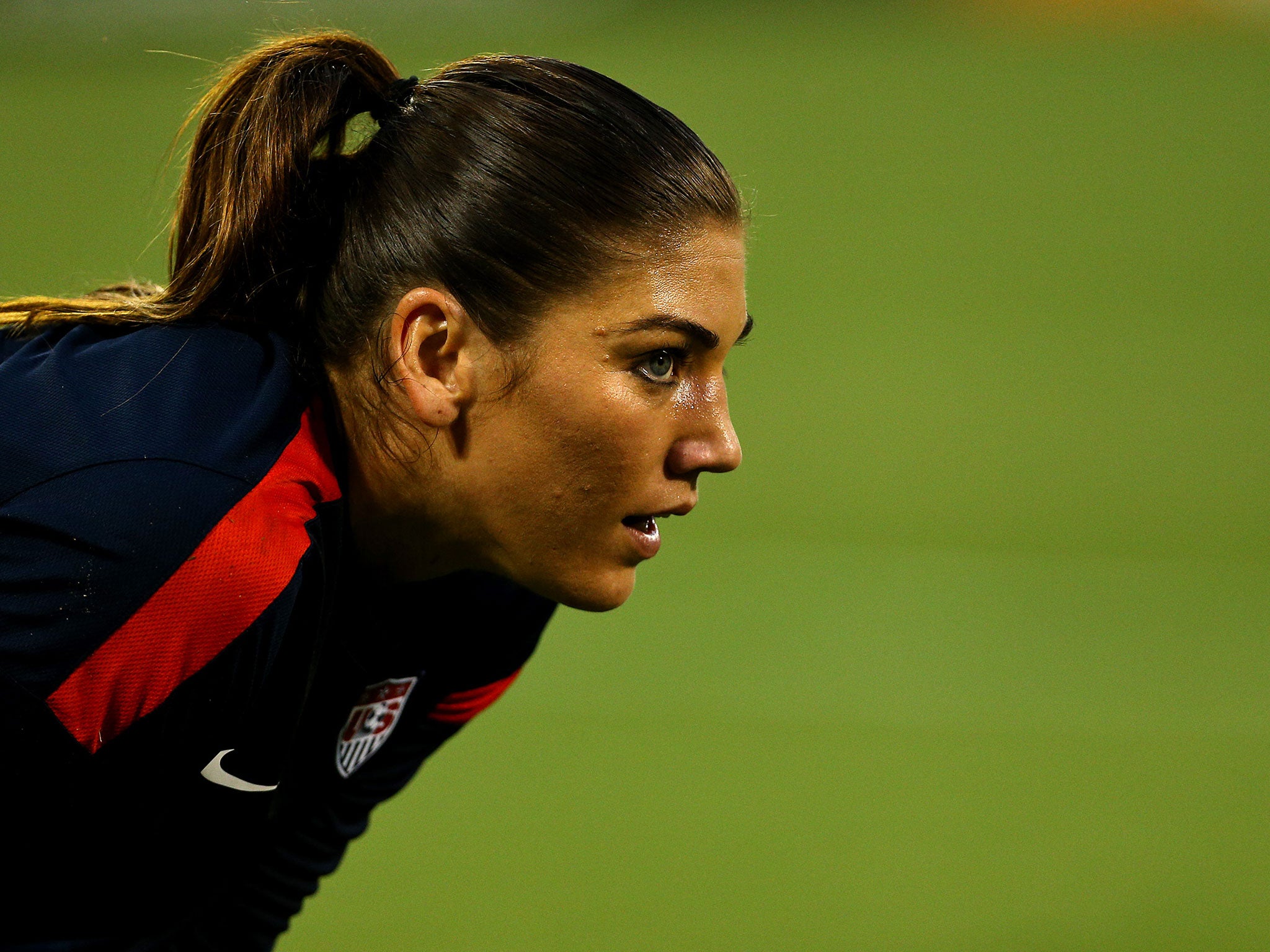 Hope Solo playing for the US national team against Mexico in September 2013