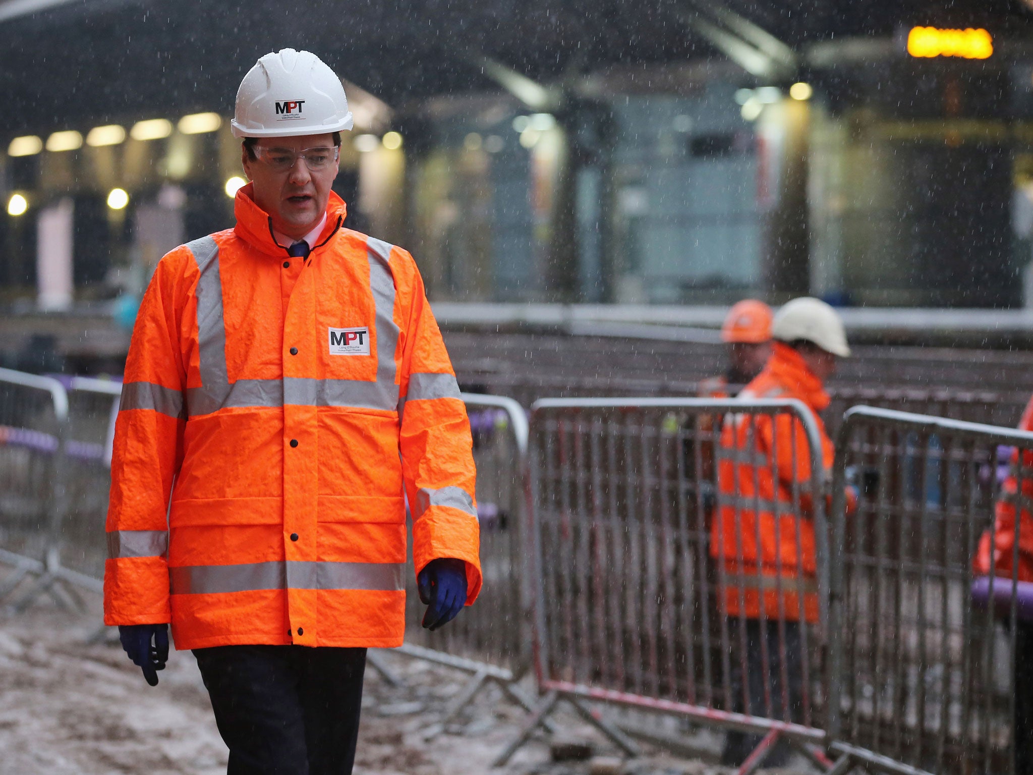 George Osborne at Manchester Airport railway station earlier this year. His speech will offer no timetable or budget for the project