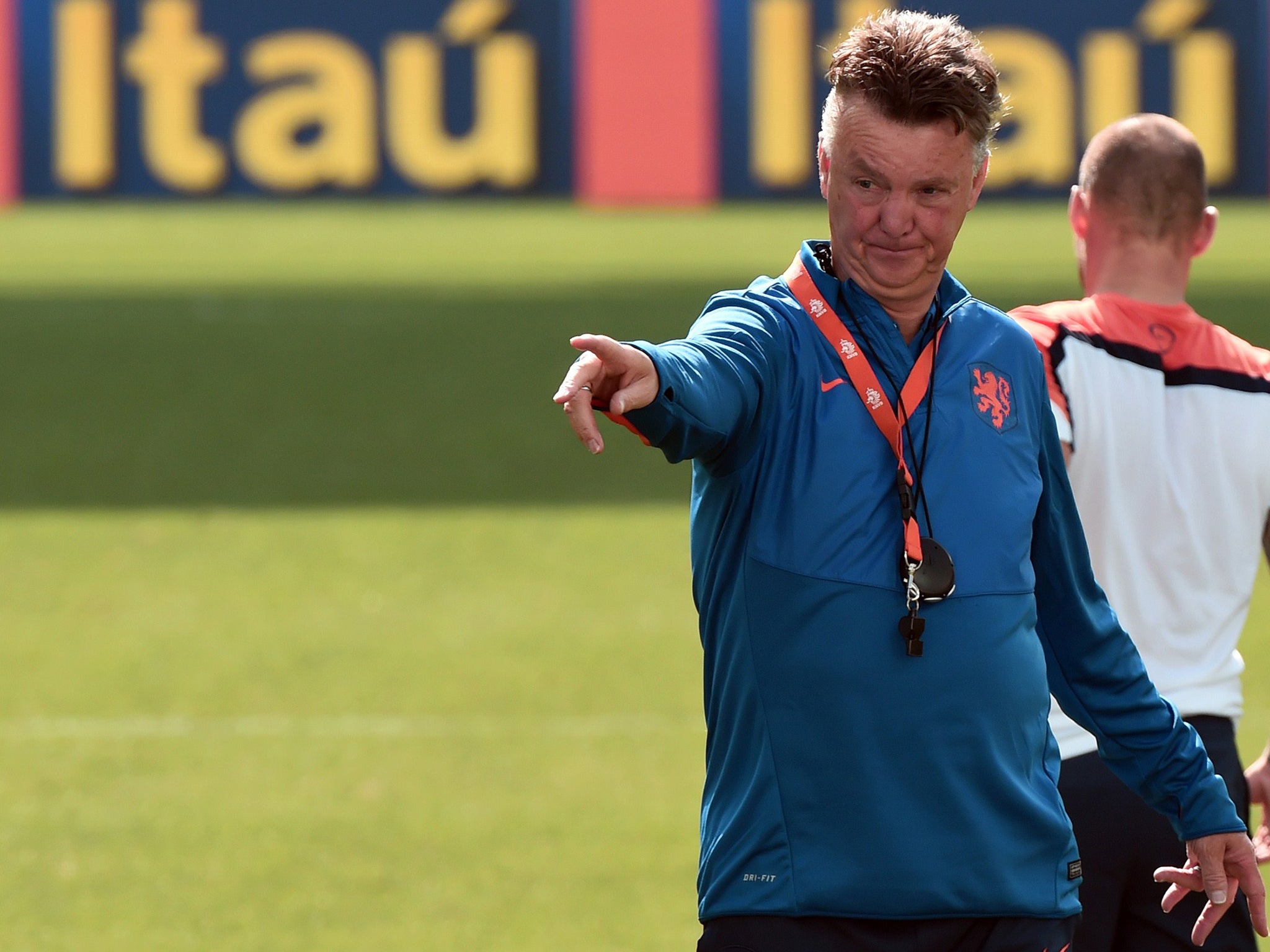 Netherlands manager Louis van Gaal directs traffic