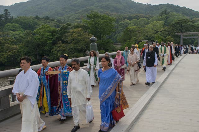 Gathering of the faiths: the newly built Hiyokebashi bridge at the Ise Jingu shrine