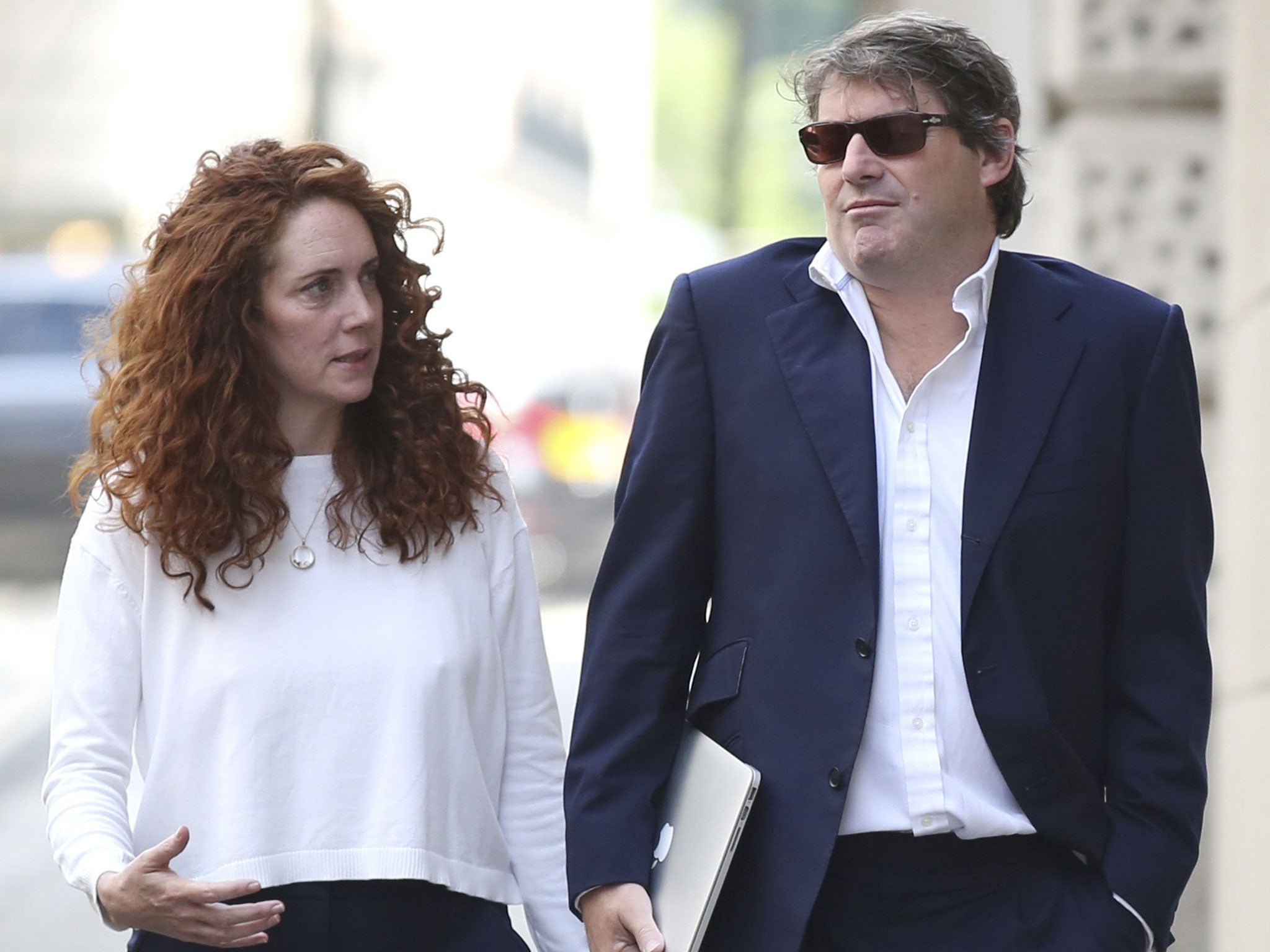 Rebekah Brooks and her husband Charlie arrive at the Old Bailey courthouse in London