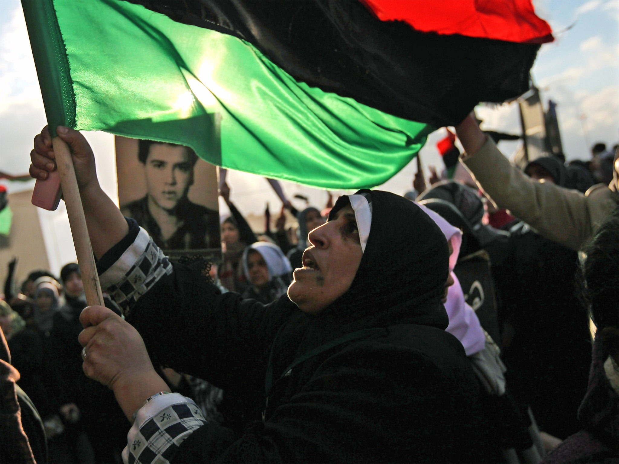 Mothers claiming their sons were killed by the Gaddafi regime call for the dictator’s removal in February 2011 (Getty)