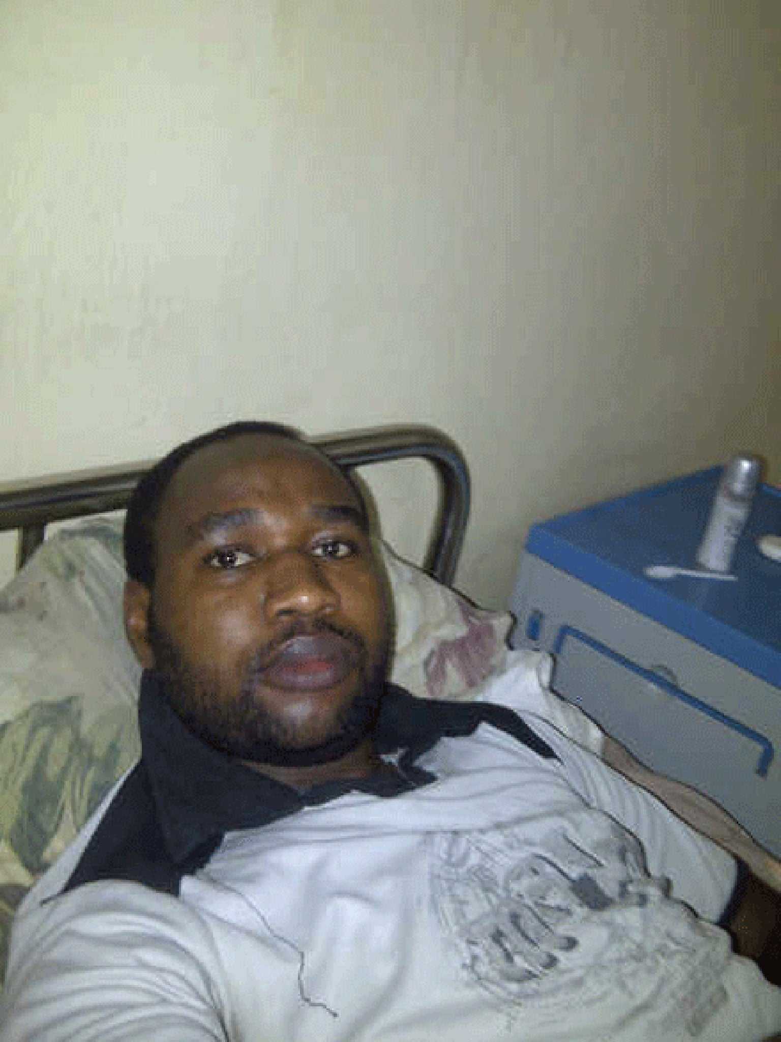Mubarak Bala from his bed in Aminu Kano Teaching Hospital