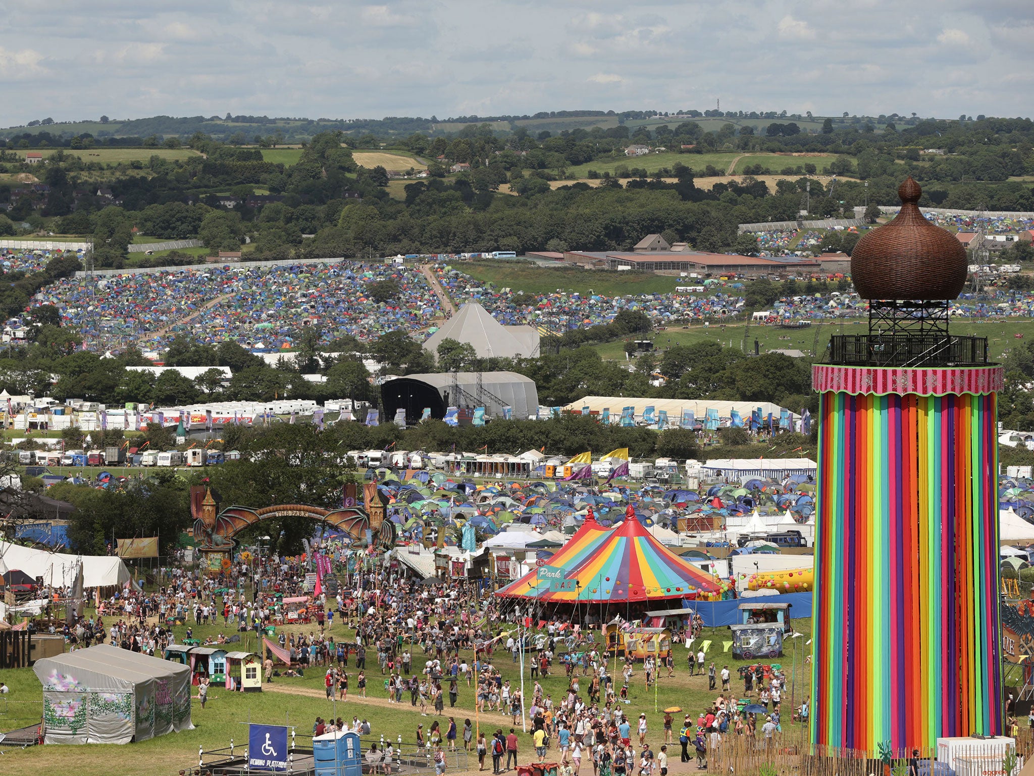 A view of the Glastonbury Festival, at Worthy Farm in Somerset