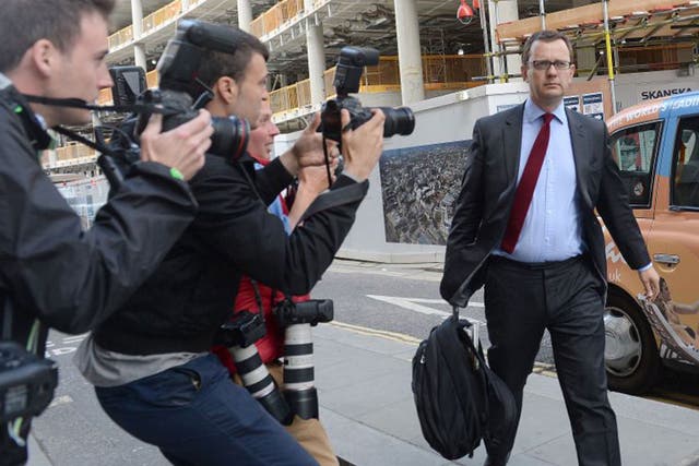 Andy Coulson arrives at the Old Bailey yesterday, before hearing that the jury had failed to reach  verdicts on the two outstanding charges against him