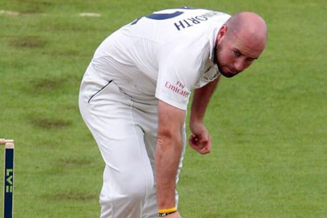 Durham’s Chris Rushworth helped bowl Sussex out for 182