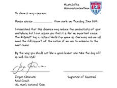 Klinsmann Note Urges Bosses To Give Employees Day Off For Match