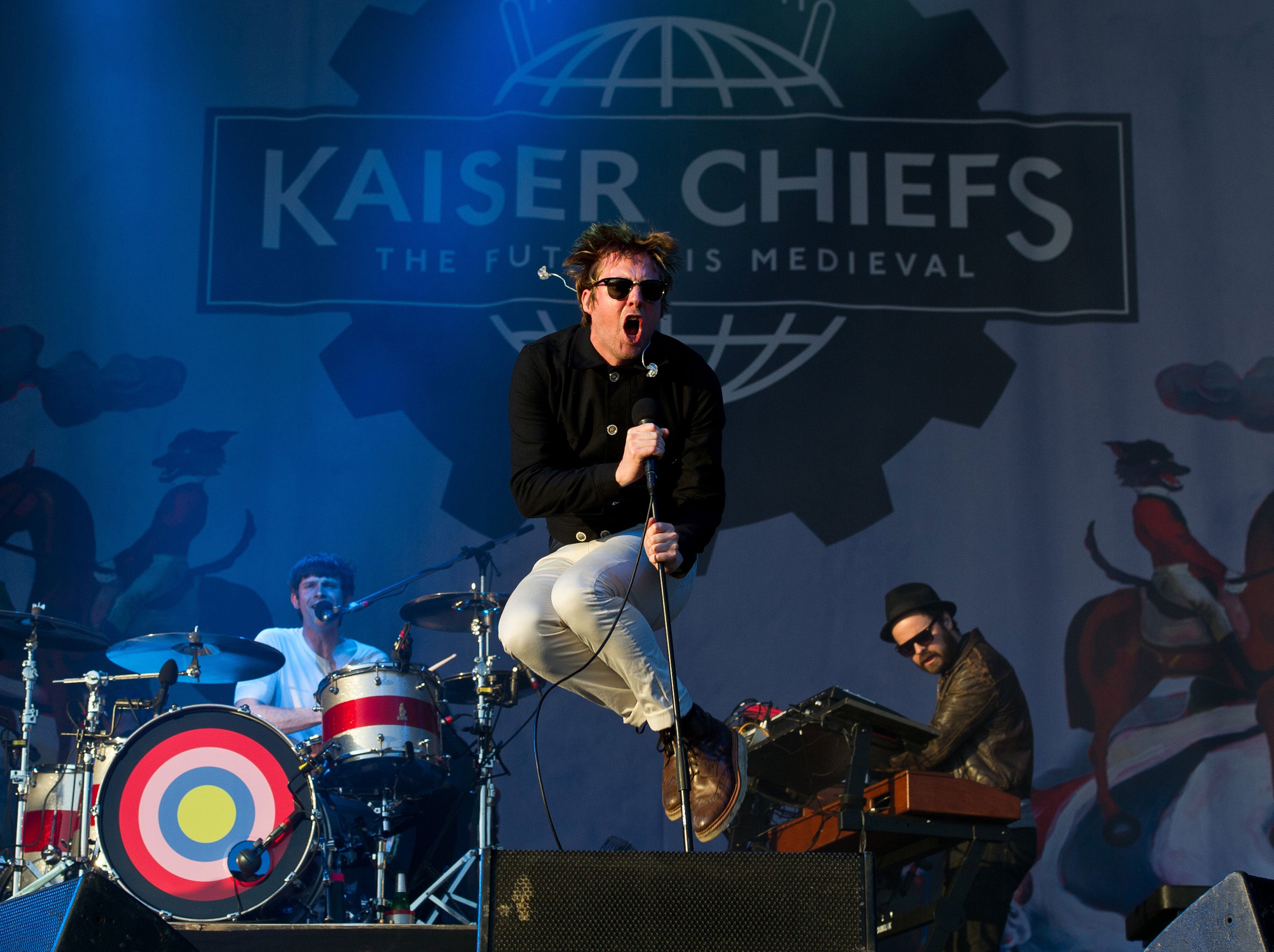 Ricky Wilson of the Kaiser Chiefs performs live on the other stage during the Glastonbury Festival at Worthy Farm, Pilton, on 26 June, 2011