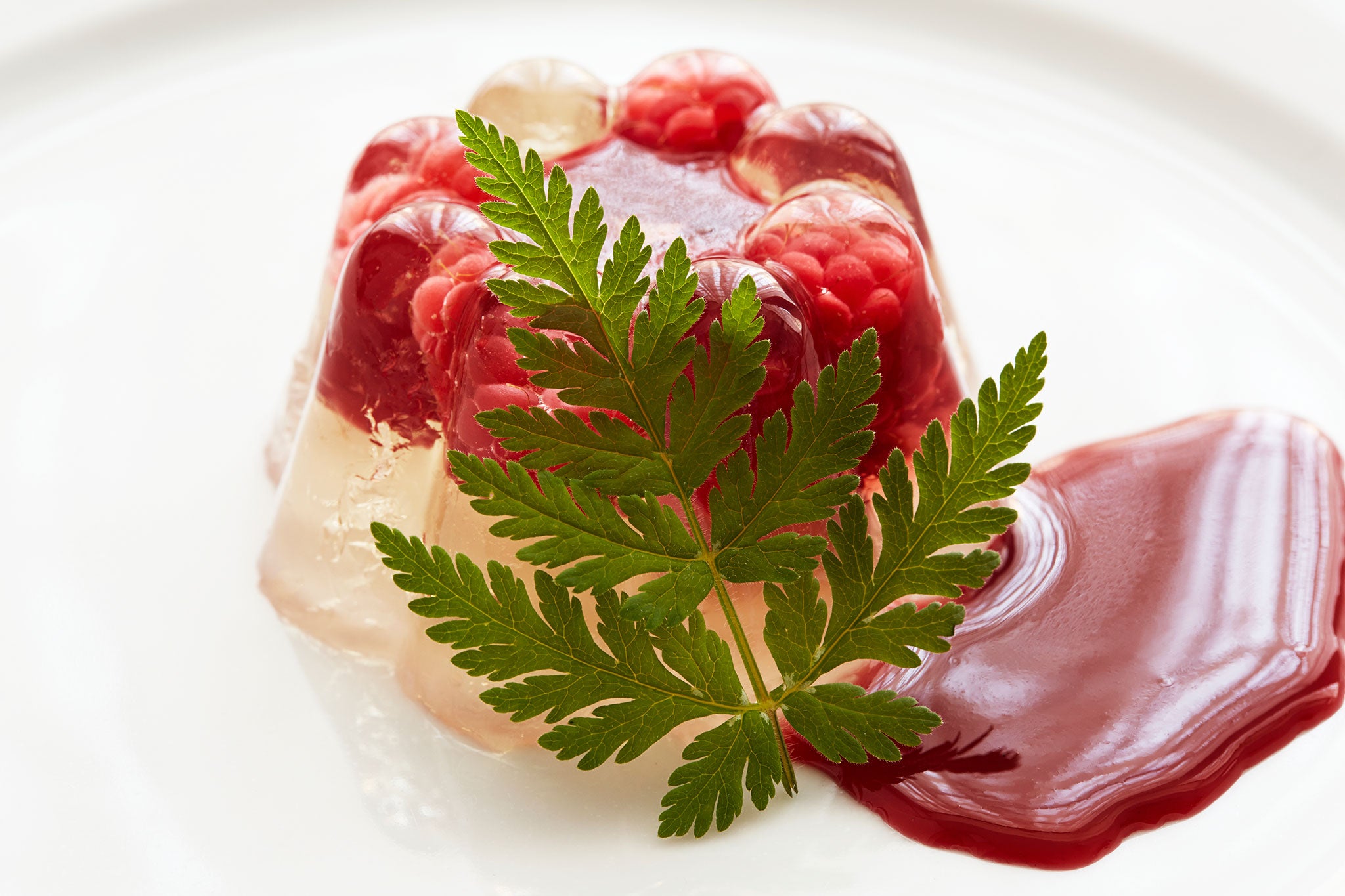 Sweet cicely and raspberry jelly