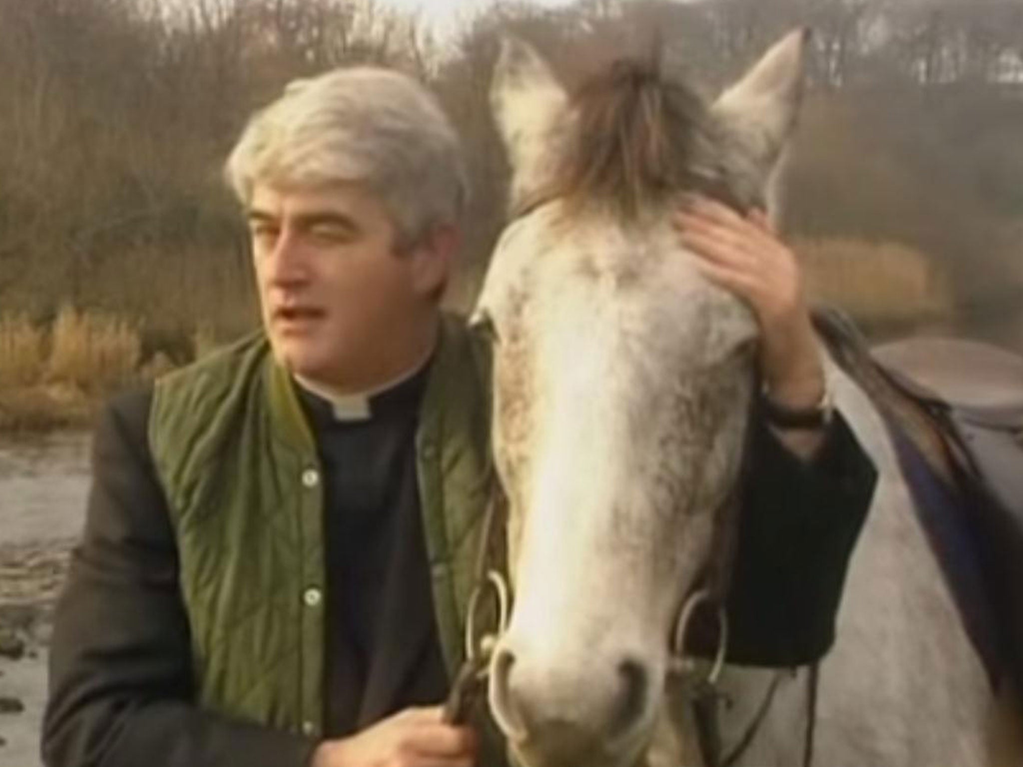 <p>Father Ted, played by Dermot Morgan (left)</p>