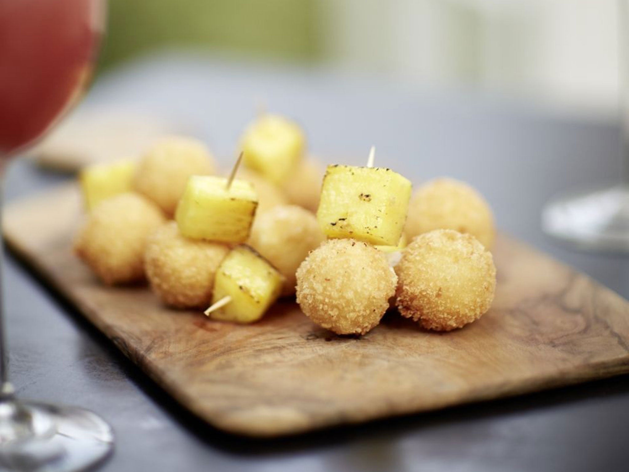 Twist on a classic: Luke's cheese and pineapple on sticks