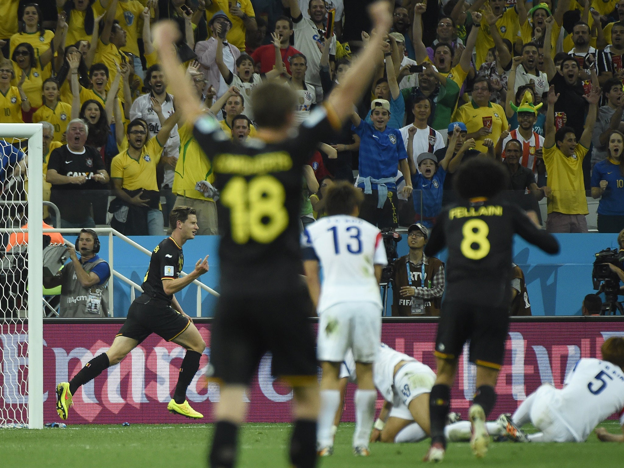 Jan Vertonghen celebrates his goal for Belgium against South Korea