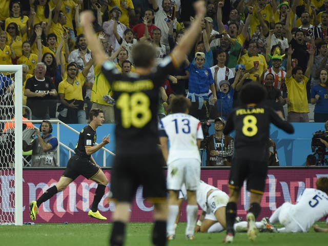 Jan Vertonghen celebrates his goal for Belgium against South Korea