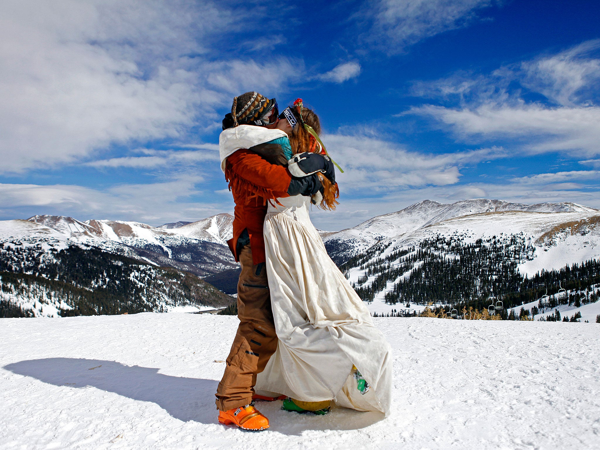 The government's new plans mean weddings could be held on mountaintops; like here at the 20th Annual Marry Me & Ski Free Mountaintop Matrimony in Loveland, Colorado.