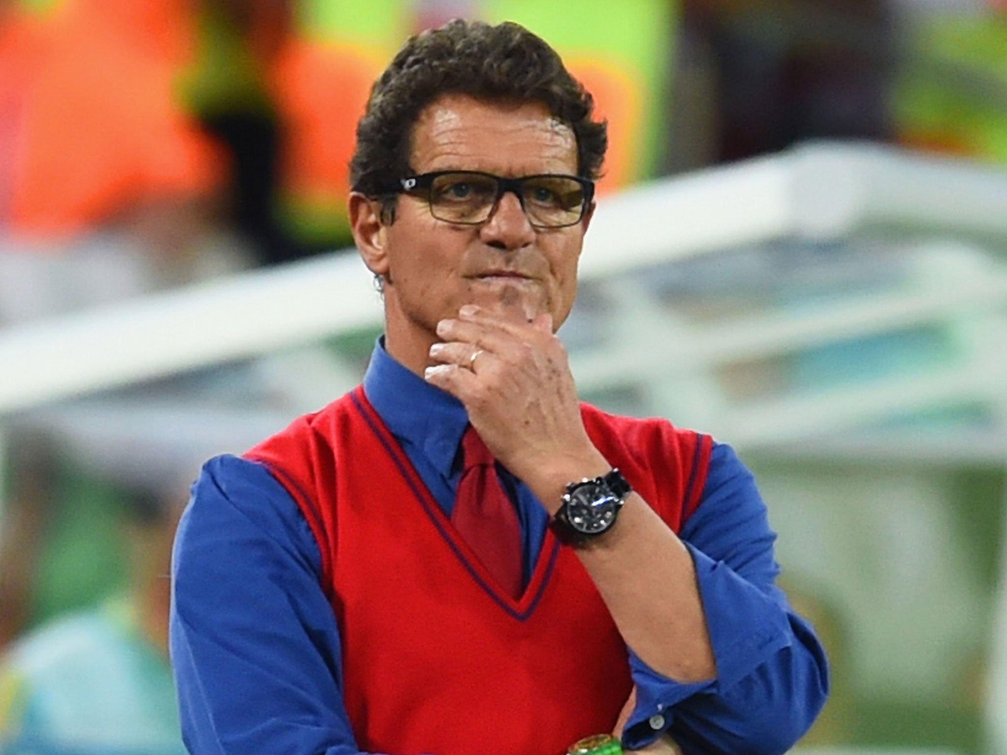 Fabio Capello looks on from the touchline