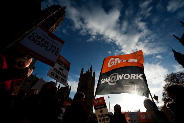 A protest organised by the British Workers' union GMB outside parliament