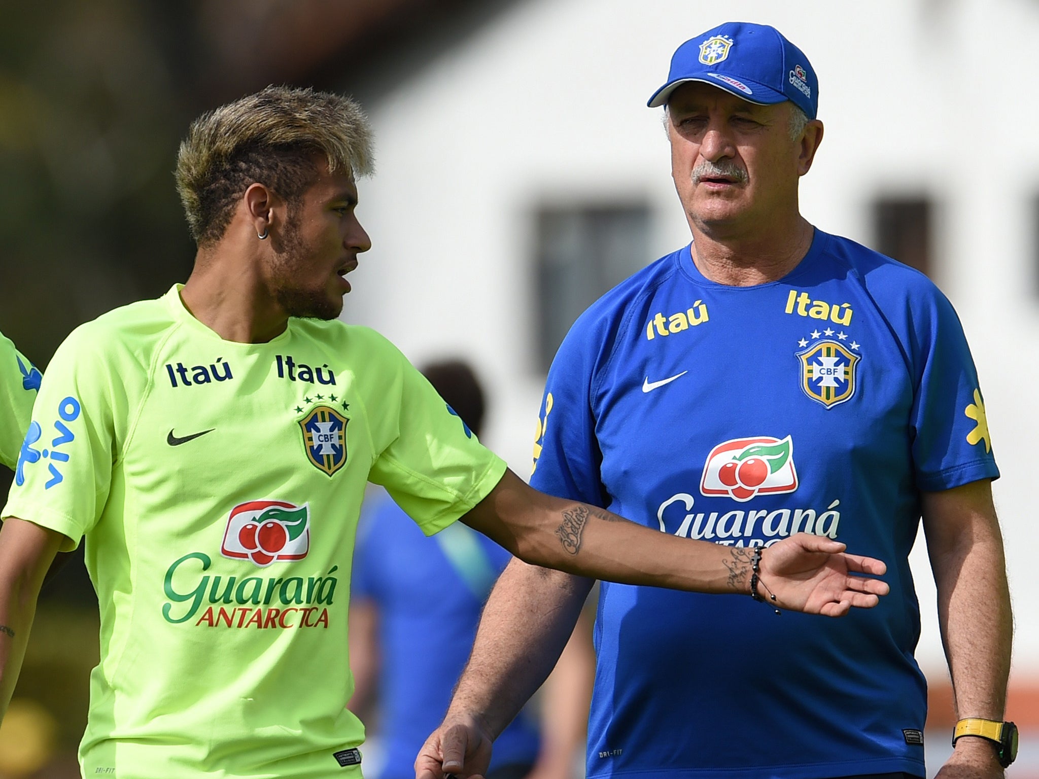 Neymar and Scolari pictured preparing ahead of the Chile match