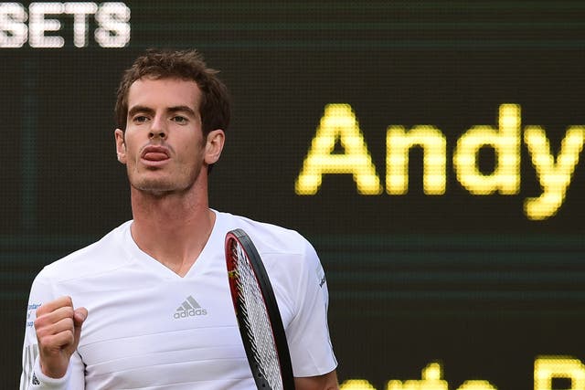 Andy Murray in action during his victory over Roberto Bautista 