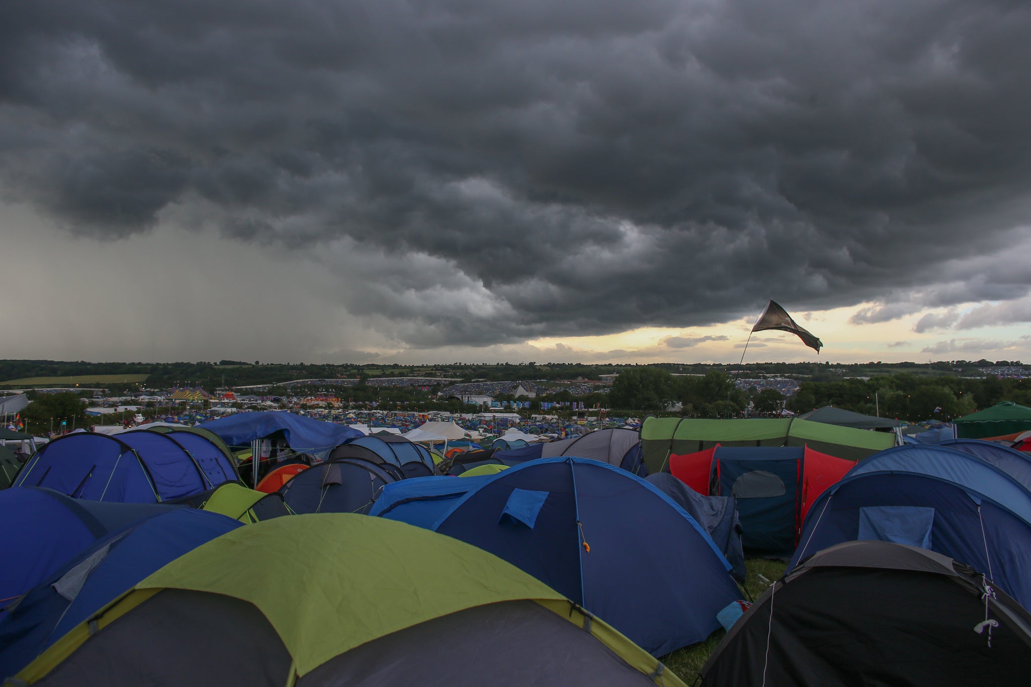 A woman has been airlifted to hospital after suffering spinal injuries at Glastonbury