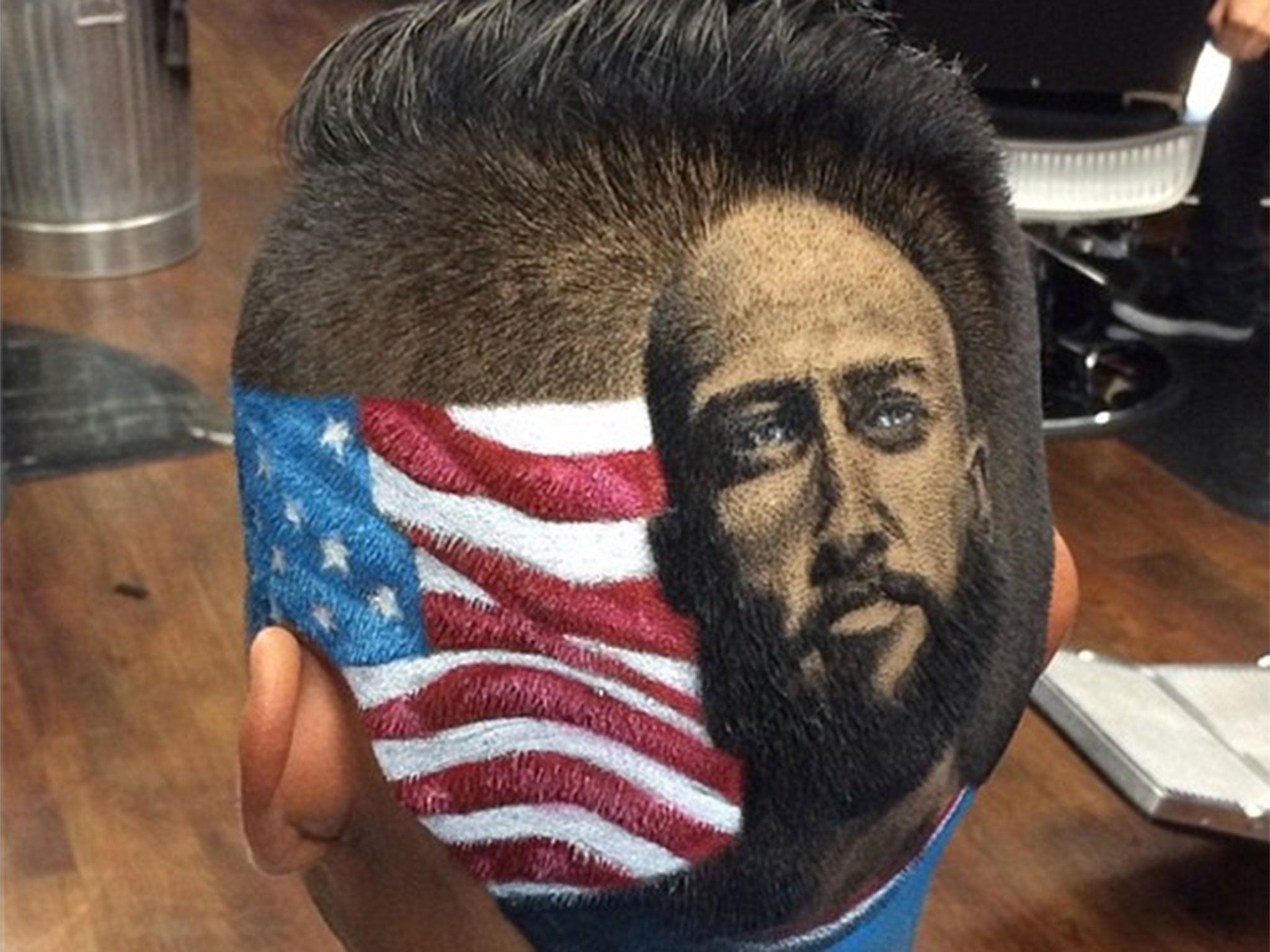A barber in Texas has been creating brilliant images in the back of fans' heads