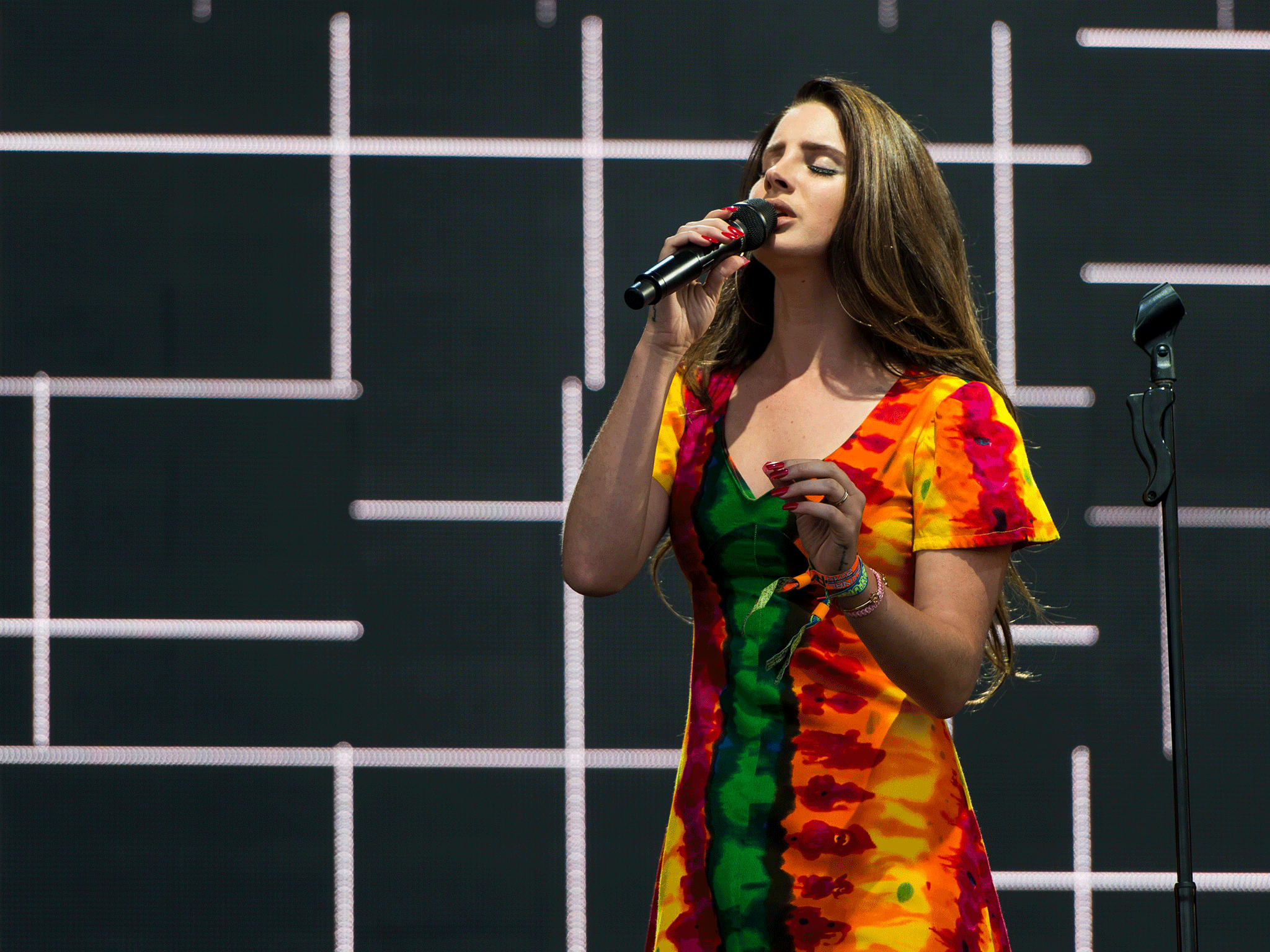 Lana del Rey performs on the Pyramid Stage during Day 2 of the Glastonbury Festival at Worthy Farm on June 28, 2014 in Glastonbury, England.
