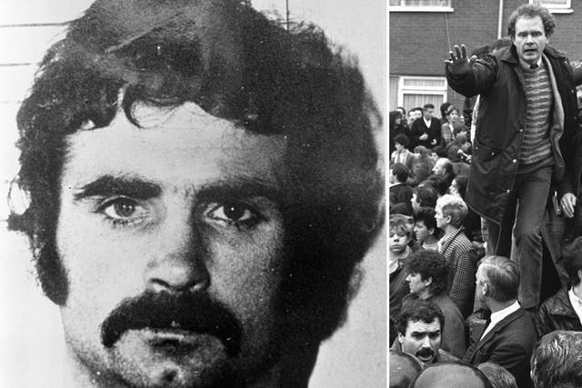 Freddie Scappaticci, codenamed Stakeknife, in 1974; and pictured bottom left at an IRA funeral in 1987