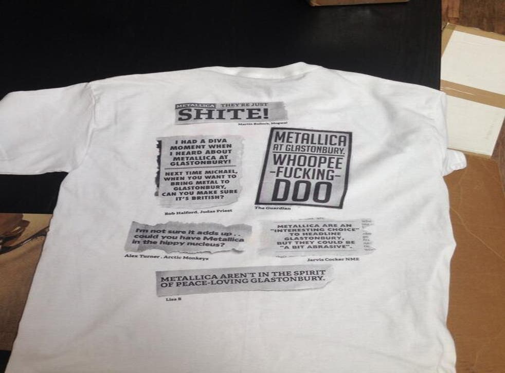 Glastonbury 2014: Metallica laughs at criticism by selling t-shirt ...