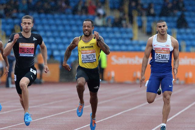 Point made: Danny Talbot powers to 200 metres victory over Adam Gemili