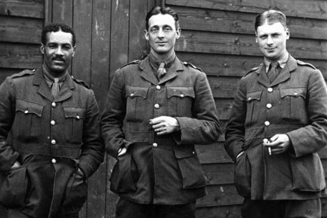 Walter Tull, left, Britain’s first black Army officer, in a photograph handed down to his great-nephew Edward Finlayson
