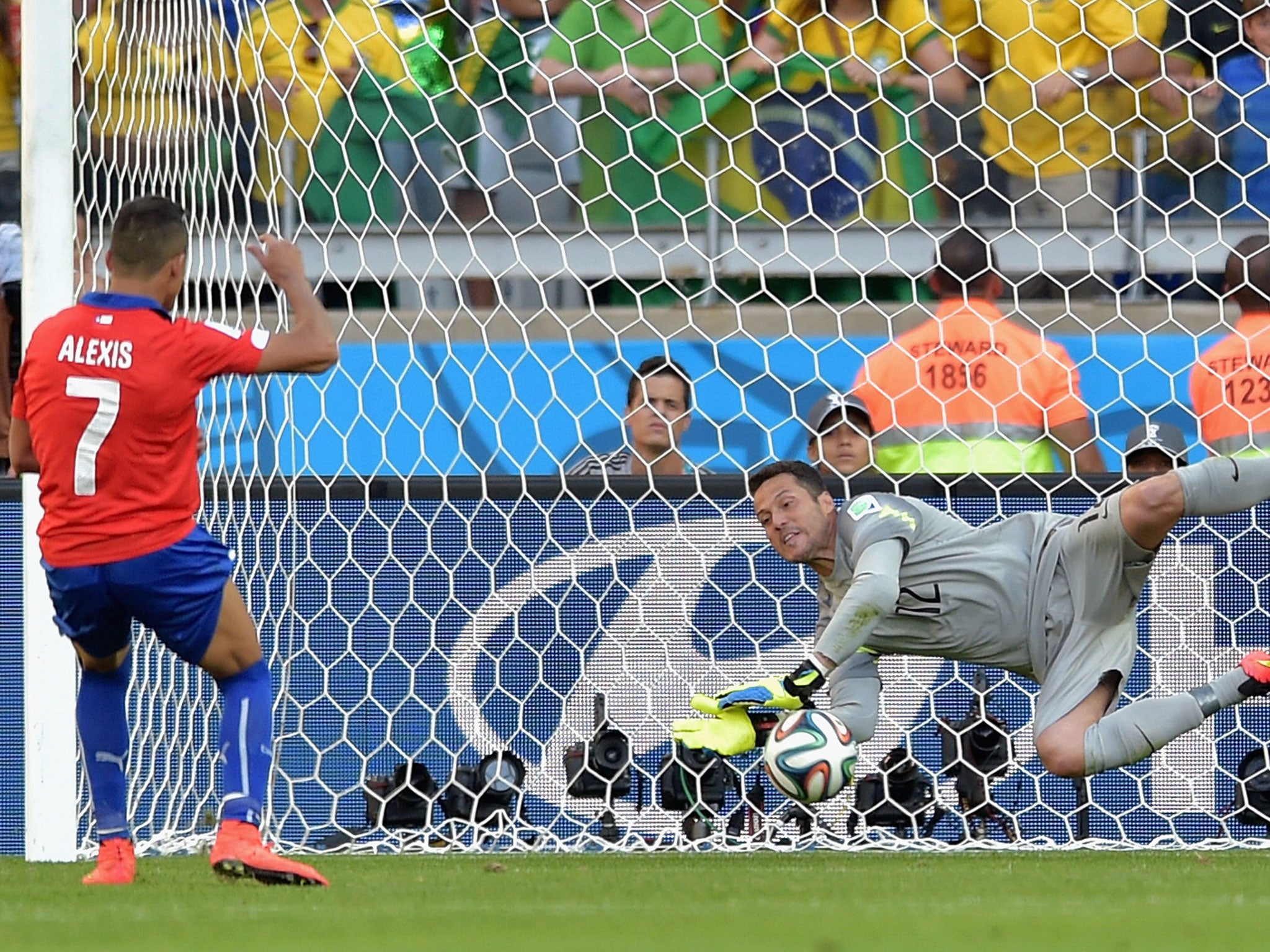 Cesar makes a crucial save against Chile star man Alexis Sanchez