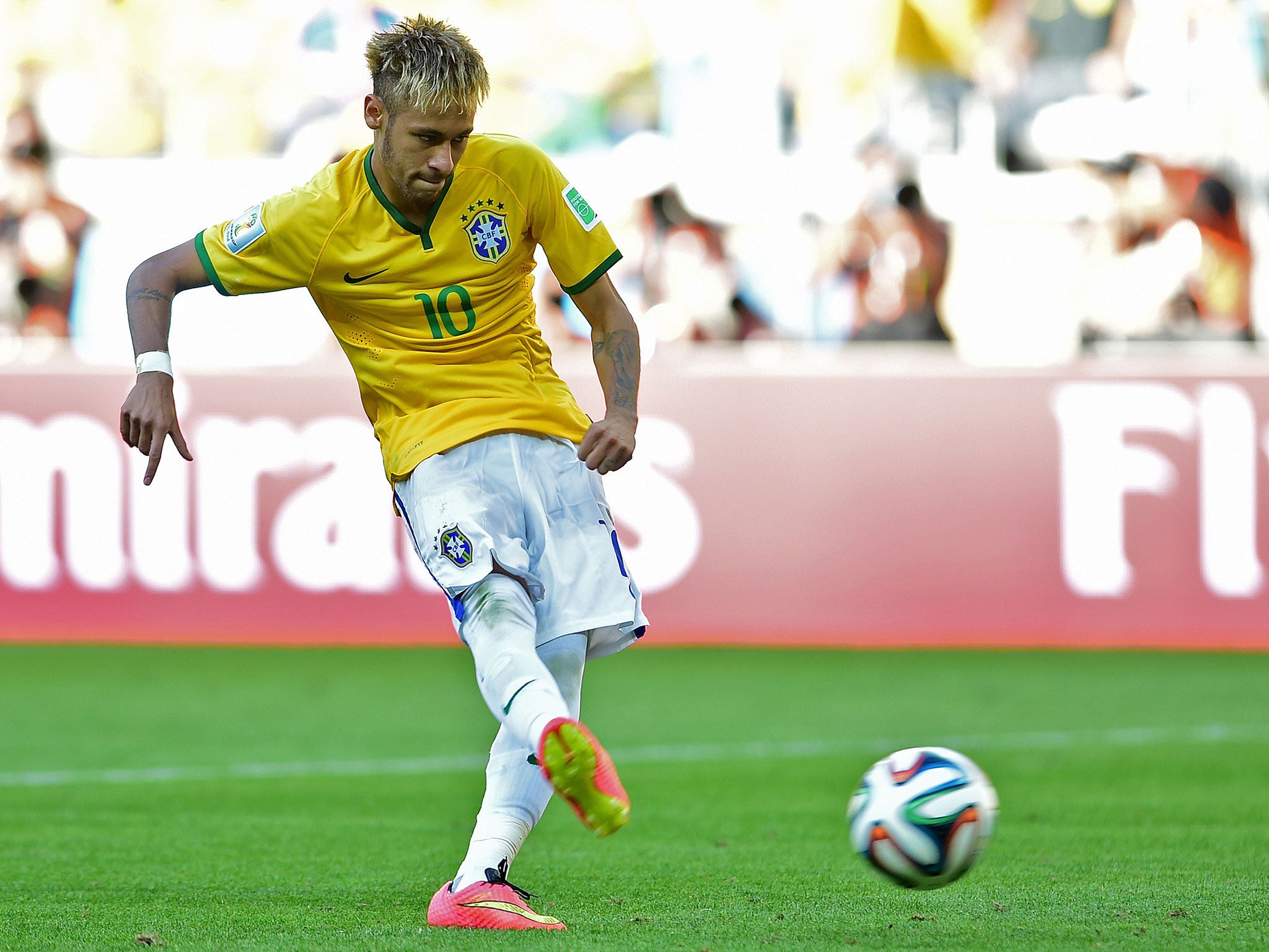 Brazil's forward Neymar controls the ball wih his chest during a News  Photo - Getty Images