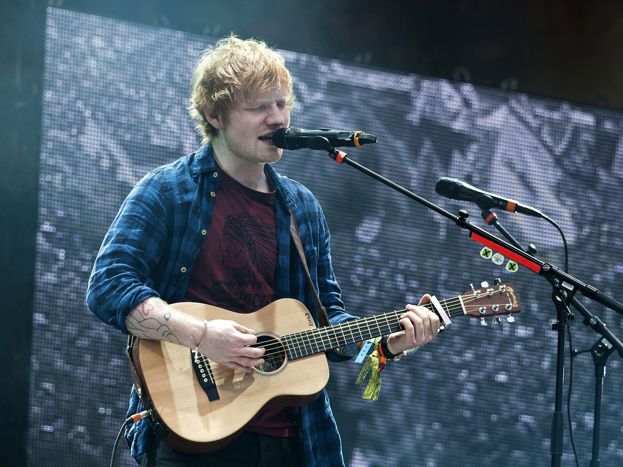 Ed Sheeran performs on the Pyramid Stage at Glastonbury Festival