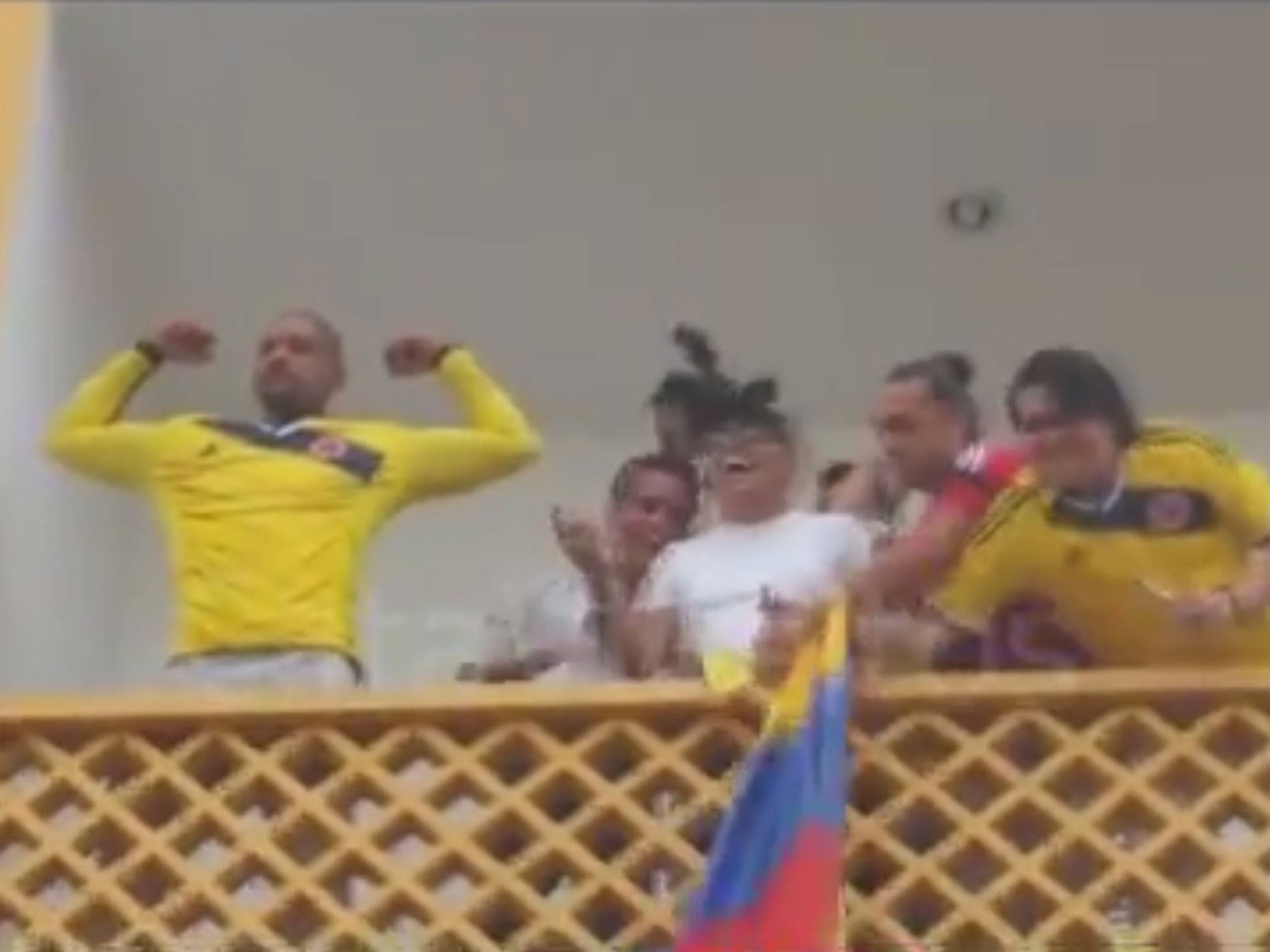 Will Smith celebrating Colombia's victory over Uruguay