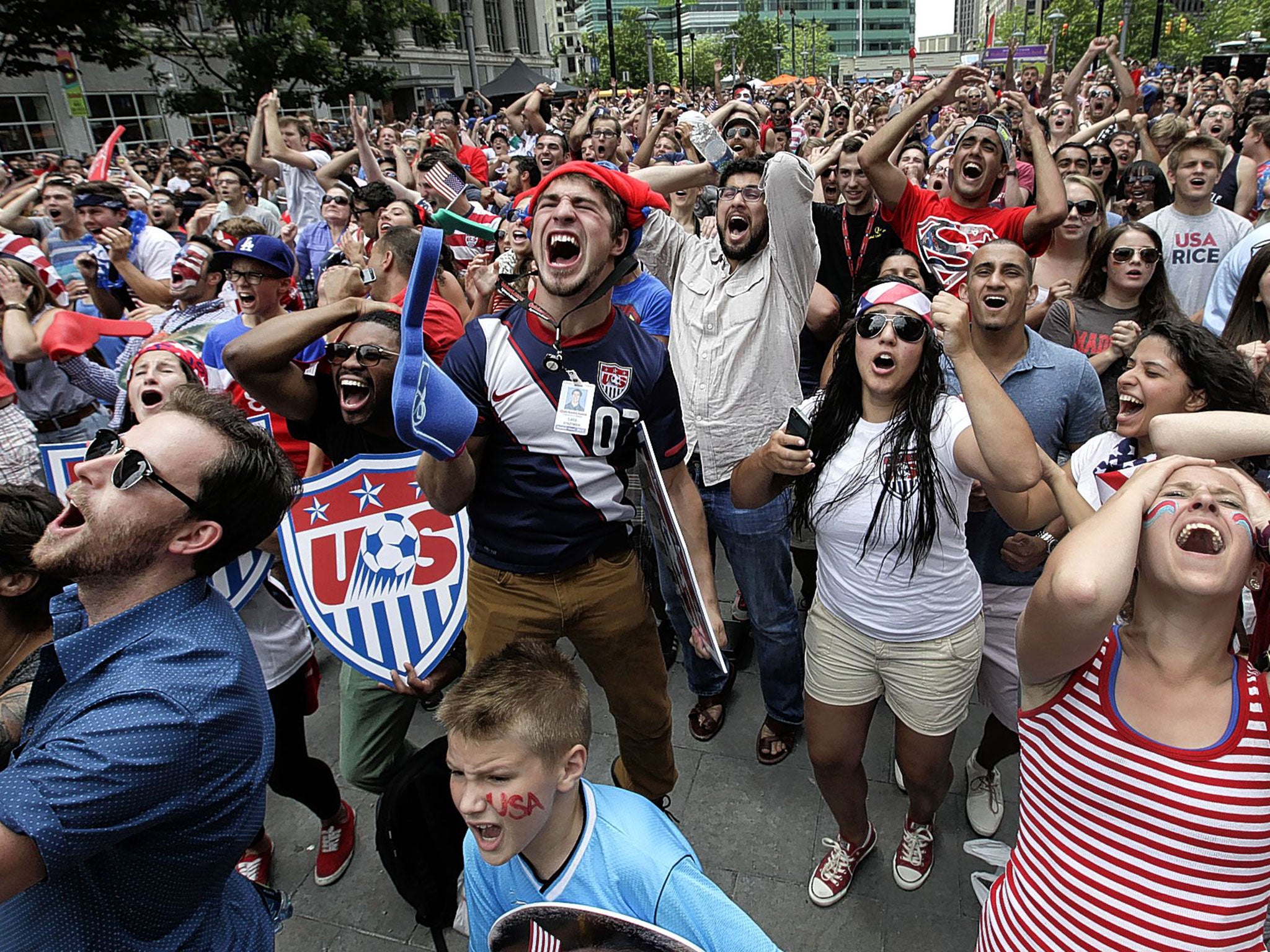 United States fans in Detroit watching the World Cup group match against Germany