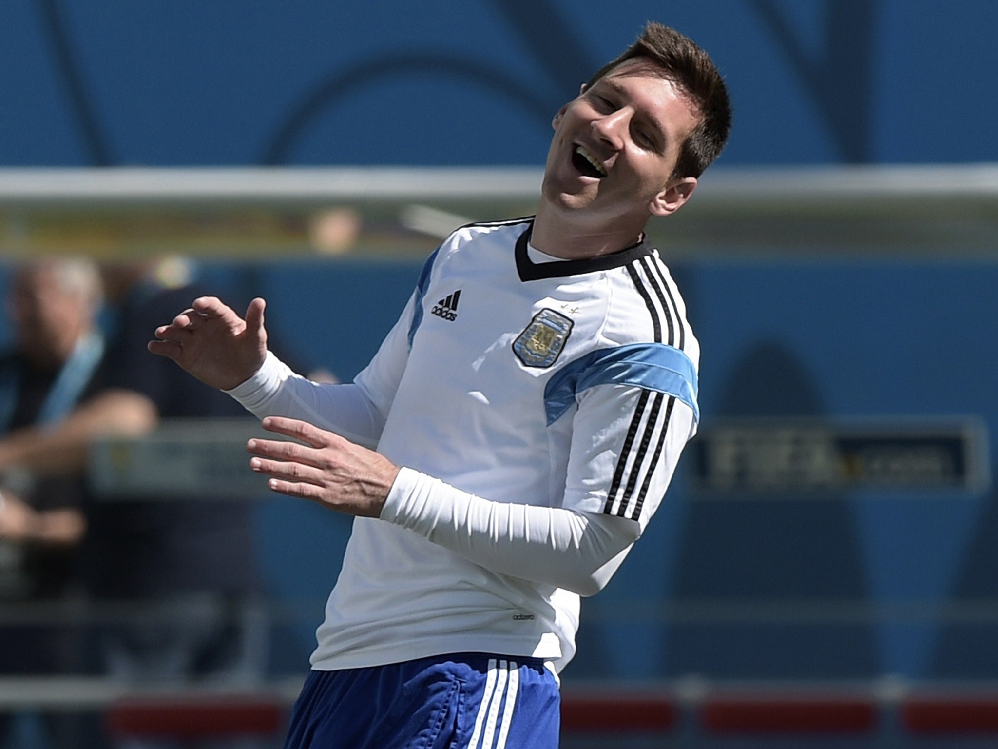 Lionel Messi pictured training ahead of Argentina's game with Switzerland